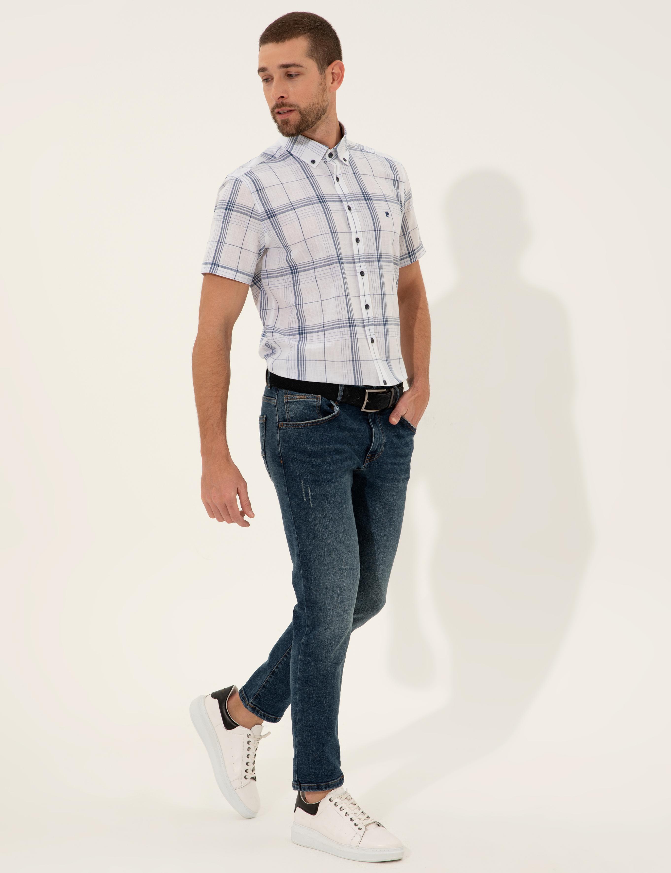 Lacivert Regular Fit Kısa Kollu Gömlek