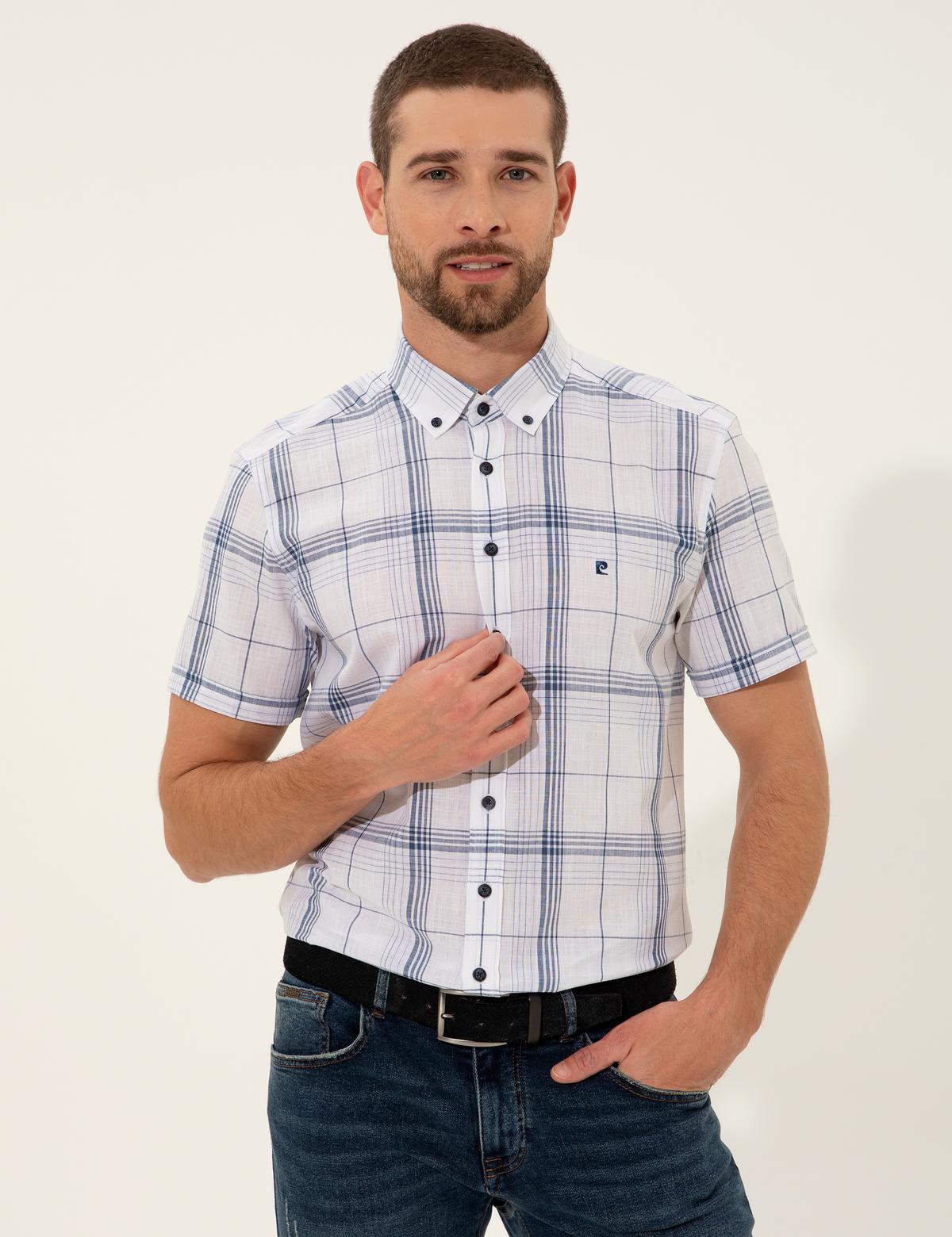 Lacivert Regular Fit Kısa Kollu Gömlek