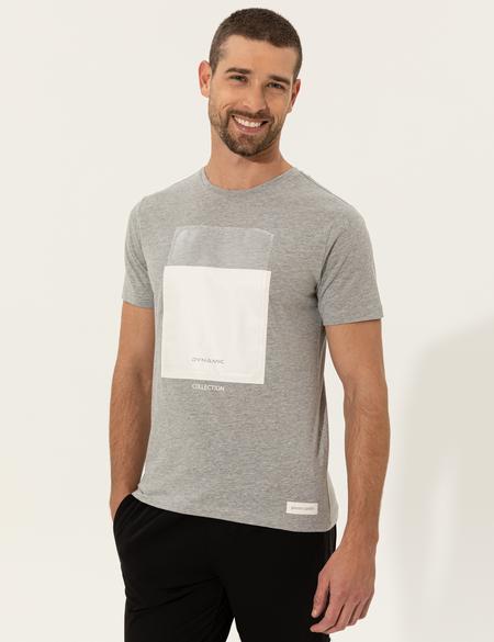 Gri Melanj Slim Fit Bisiklet Yaka Tişört - 50249352003