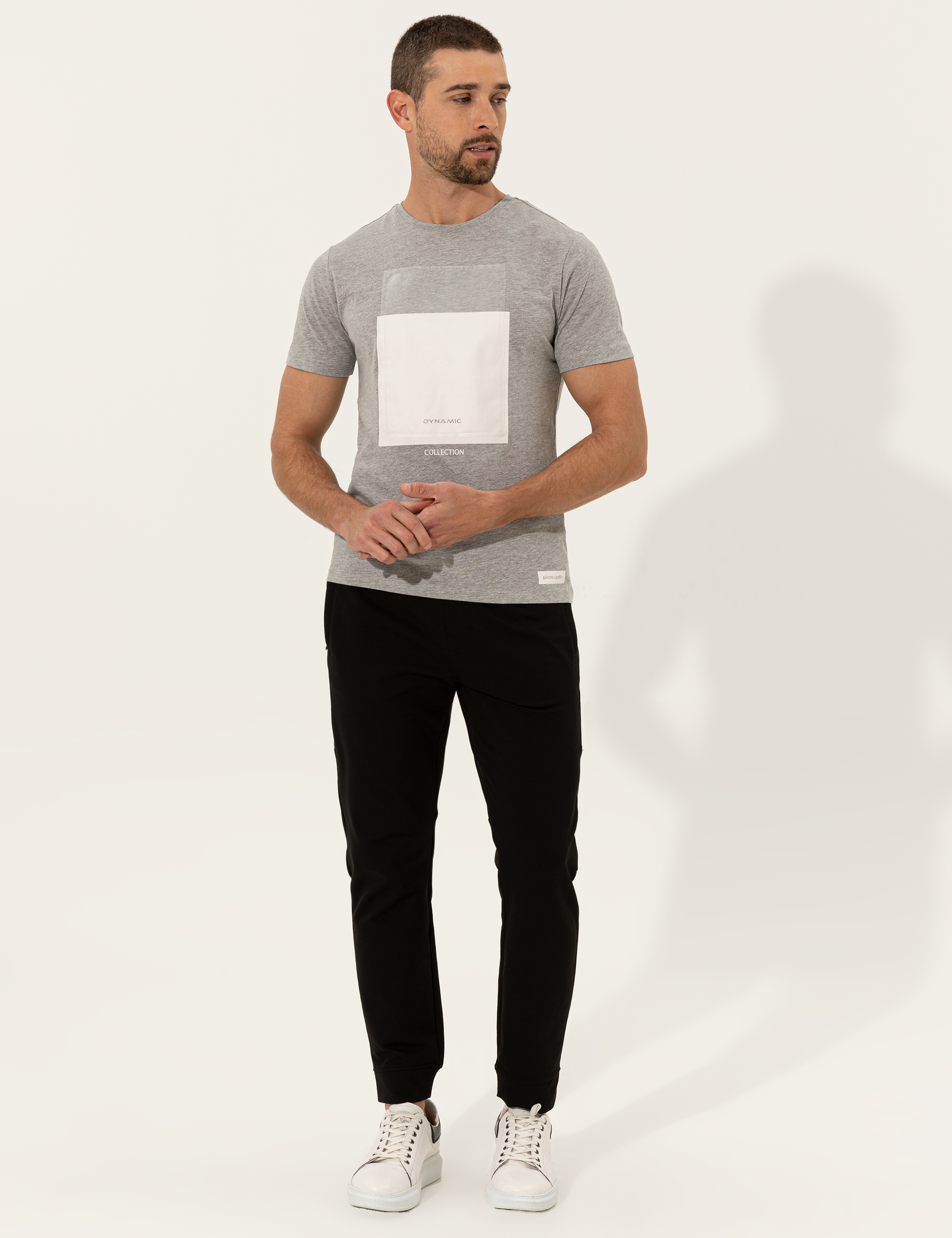 Gri Melanj Slim Fit Bisiklet Yaka Tişört