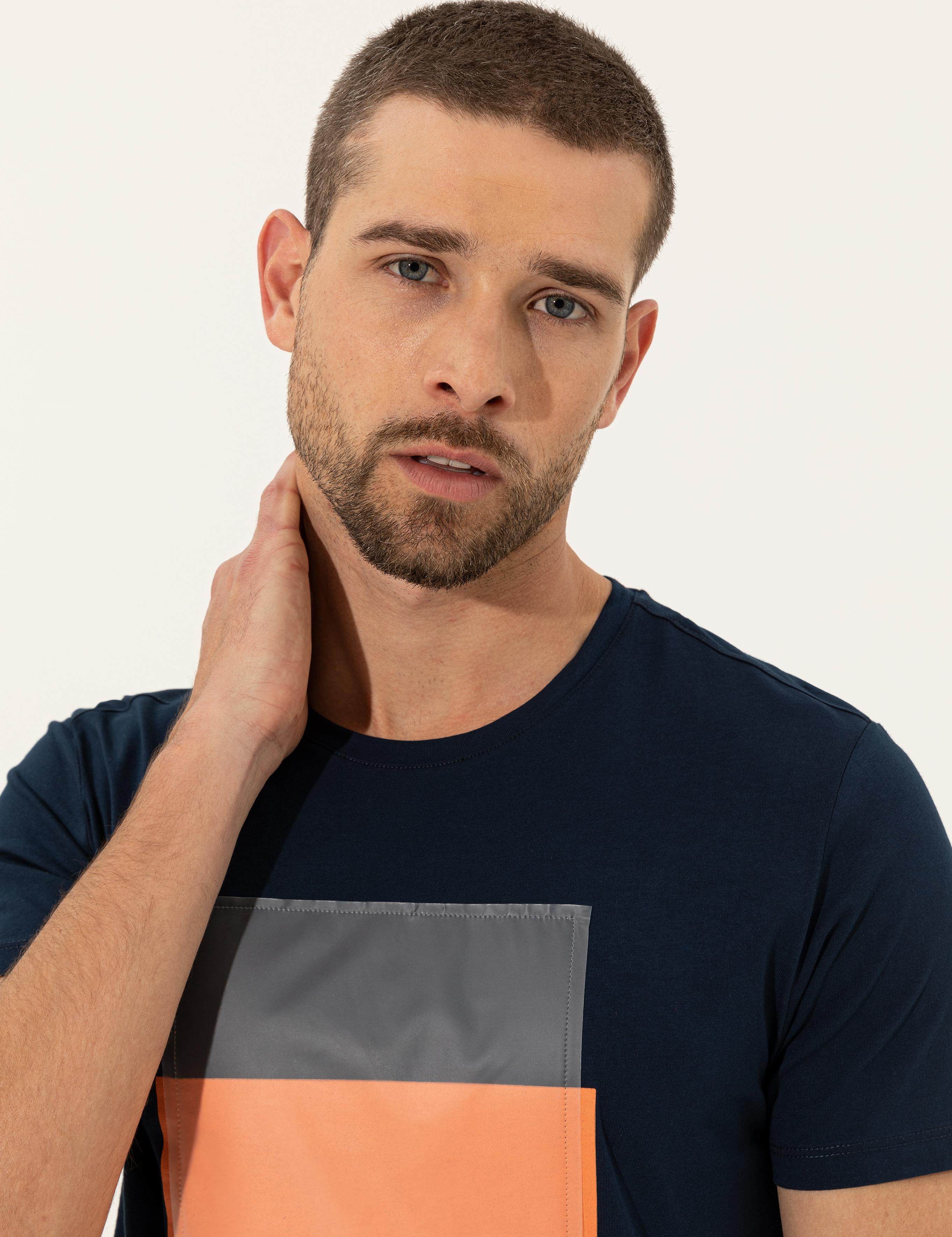 Lacivert Slim Fit Bisiklet Yaka Tişört