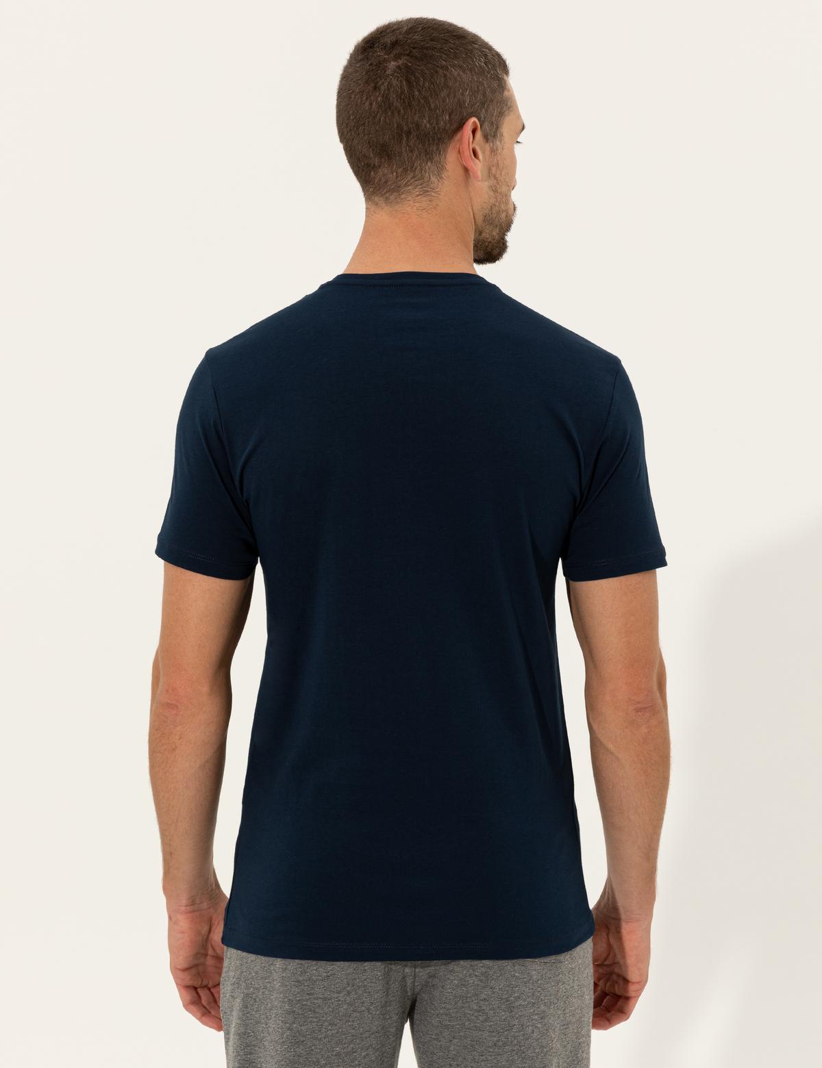 Lacivert Slim Fit Bisiklet Yaka Tişört - 50249352027