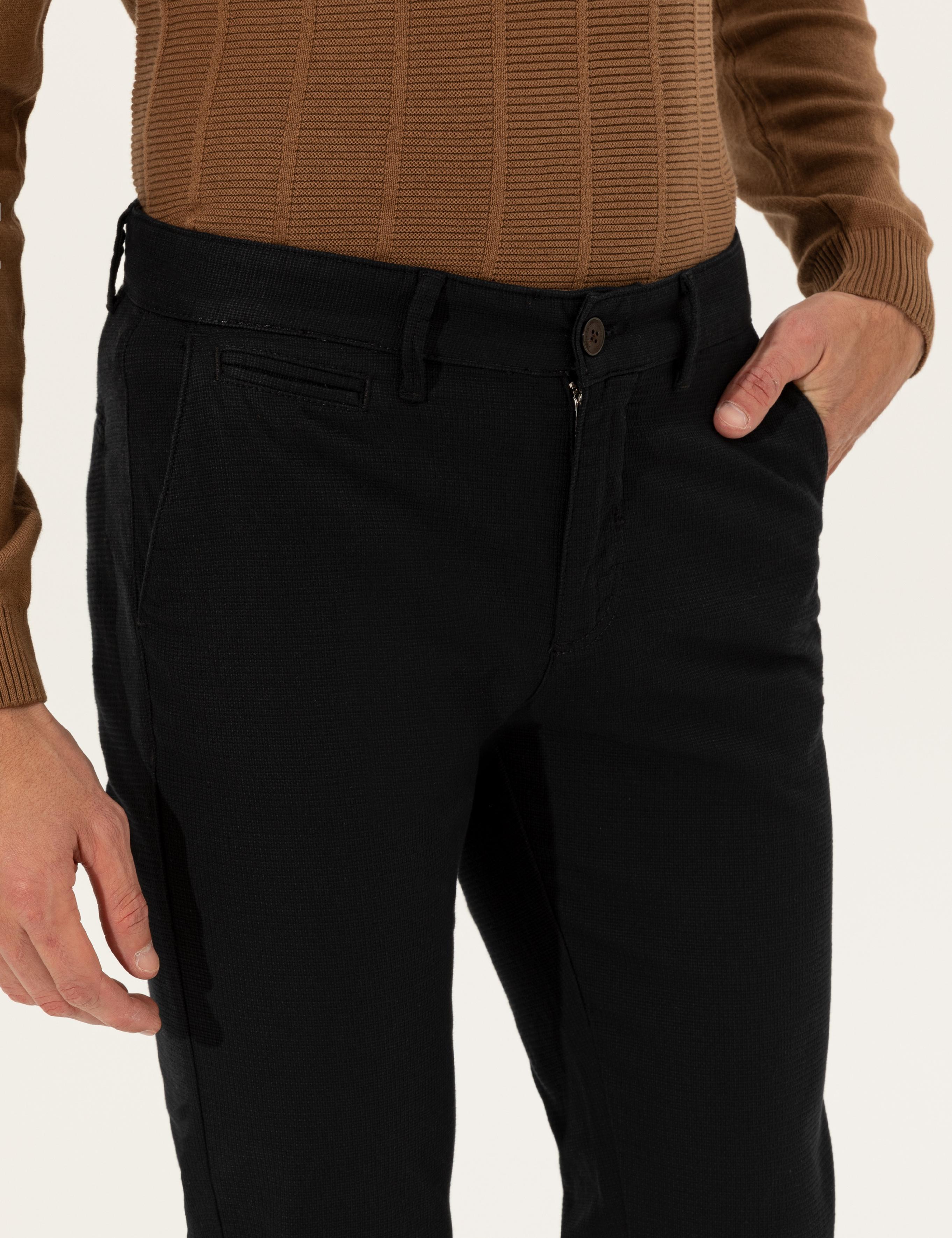 Siyah Slim Fit Kanvas Pantolon