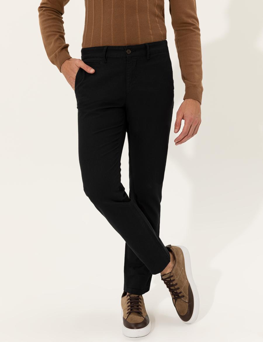 Siyah Slim Fit Kanvas Pantolon