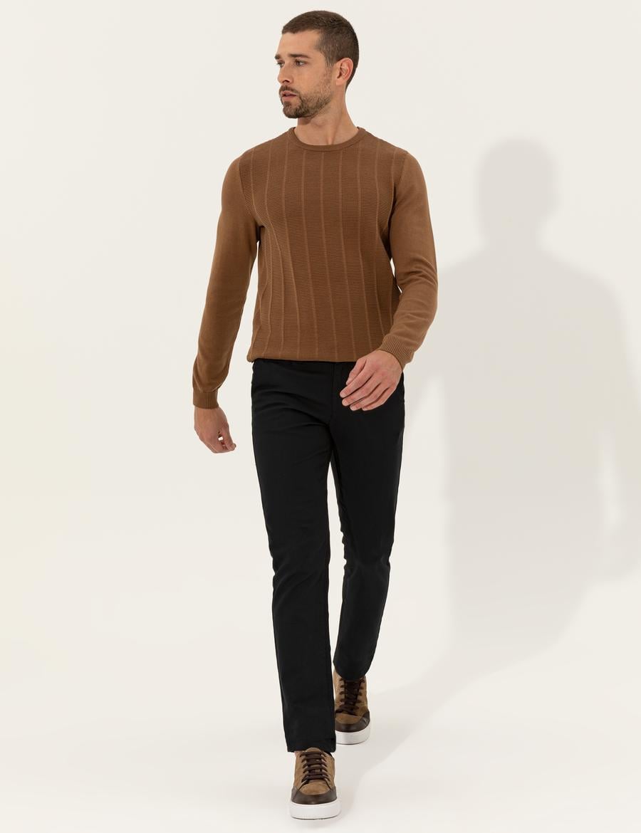 Siyah Slim Fit Kanvas Pantolon