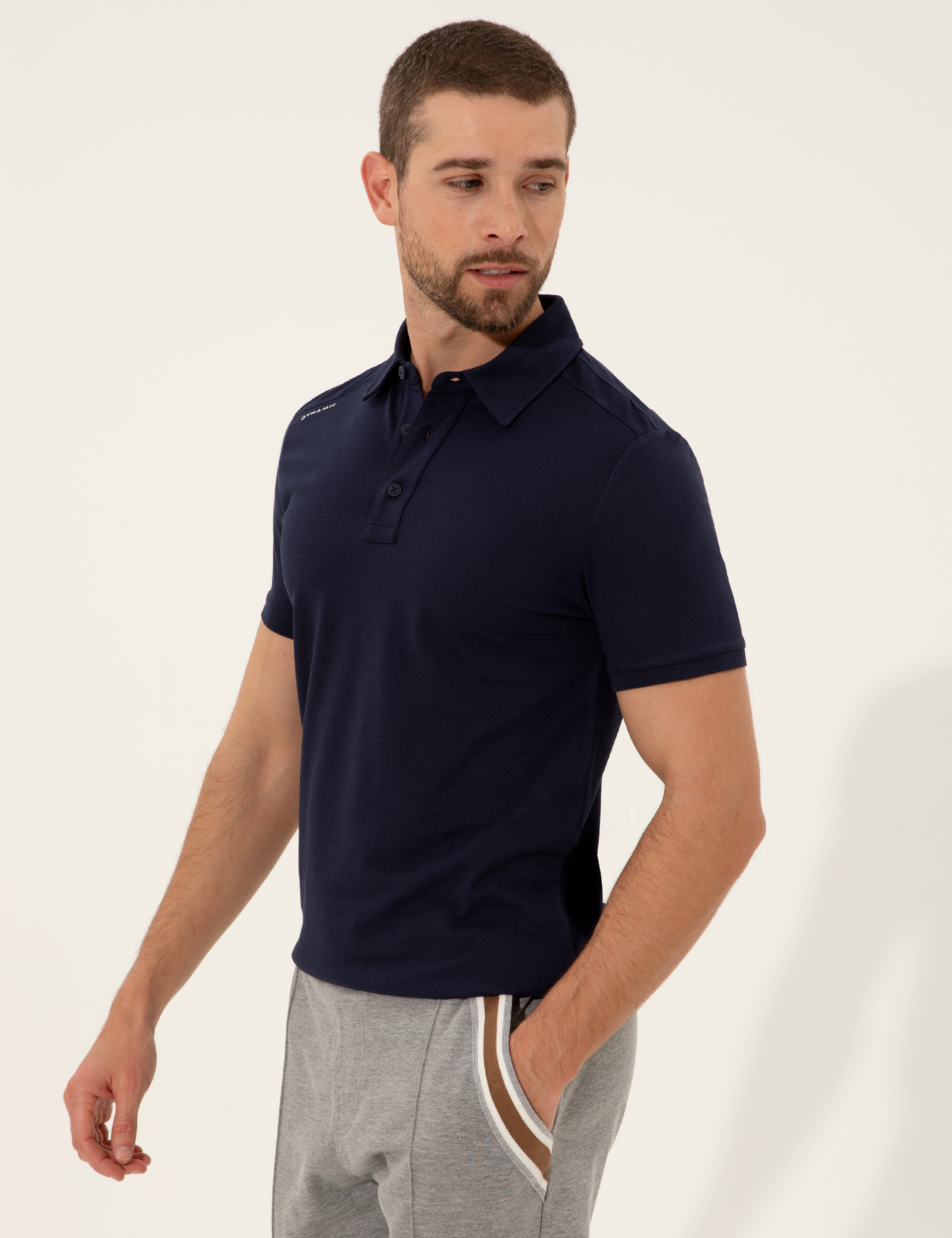 Lacivert Slim Fit Polo Yaka Tişört - Image 3