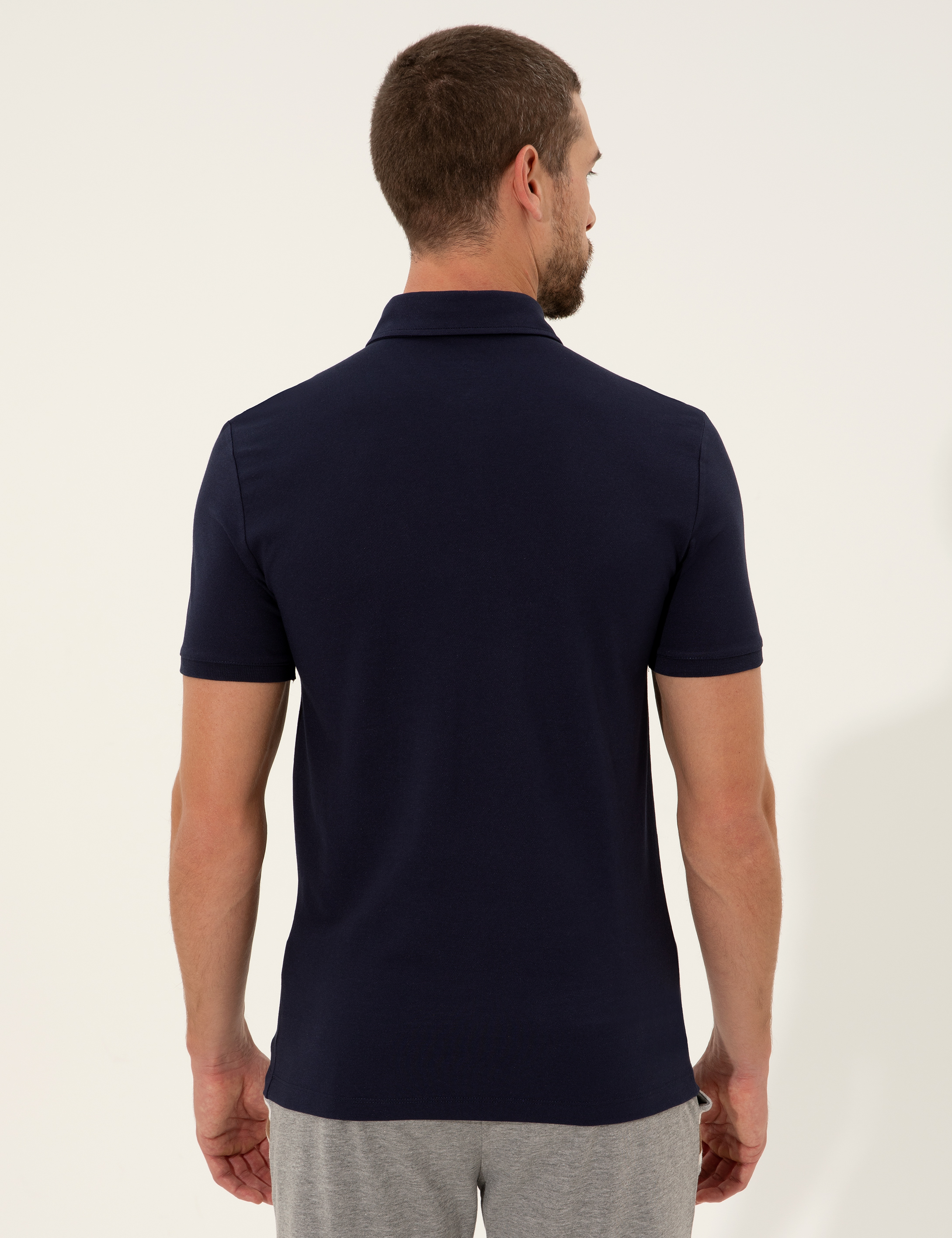 Lacivert Slim Fit Polo Yaka Tişört - Image 5