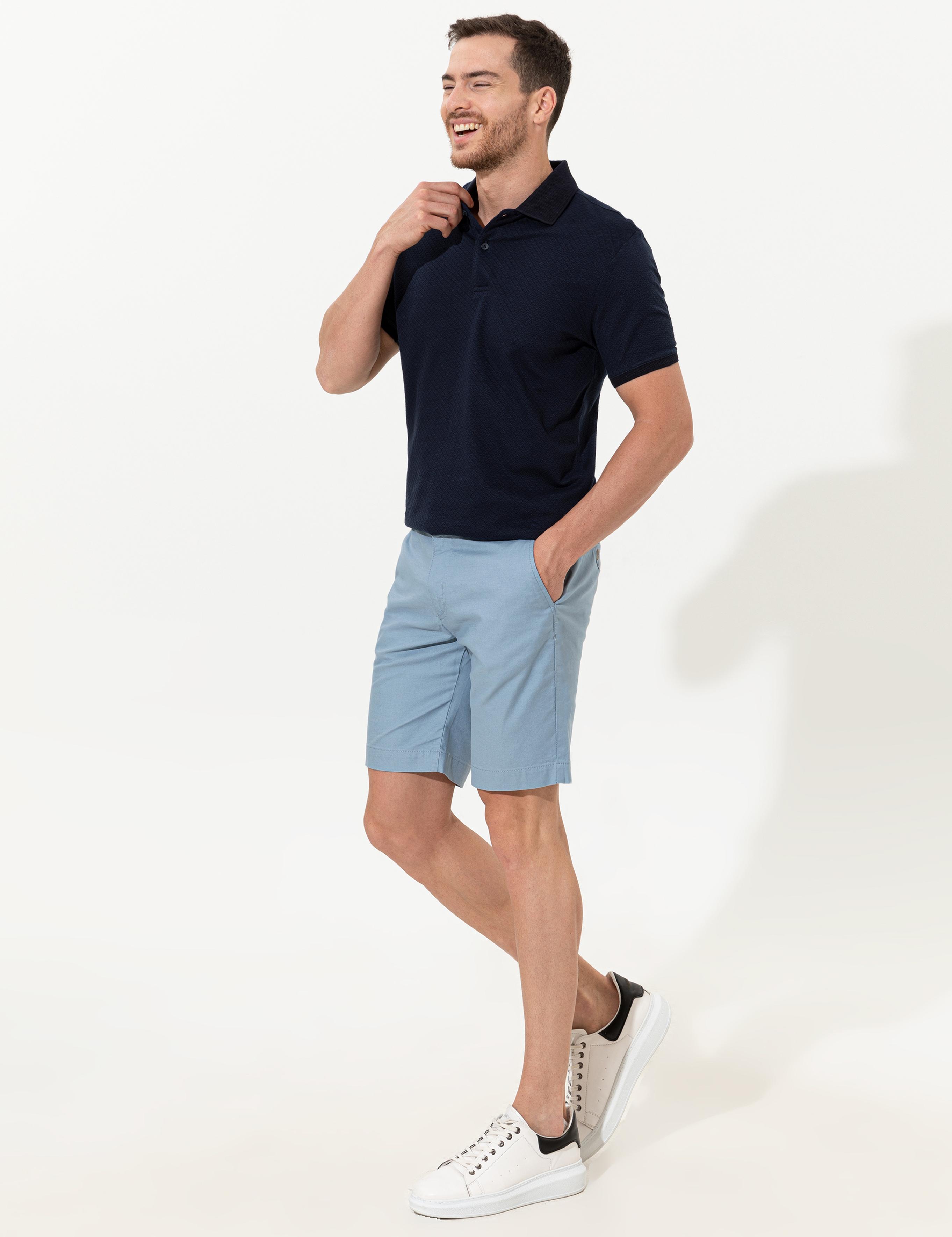 Mavi Regular Fit Bermuda Şort