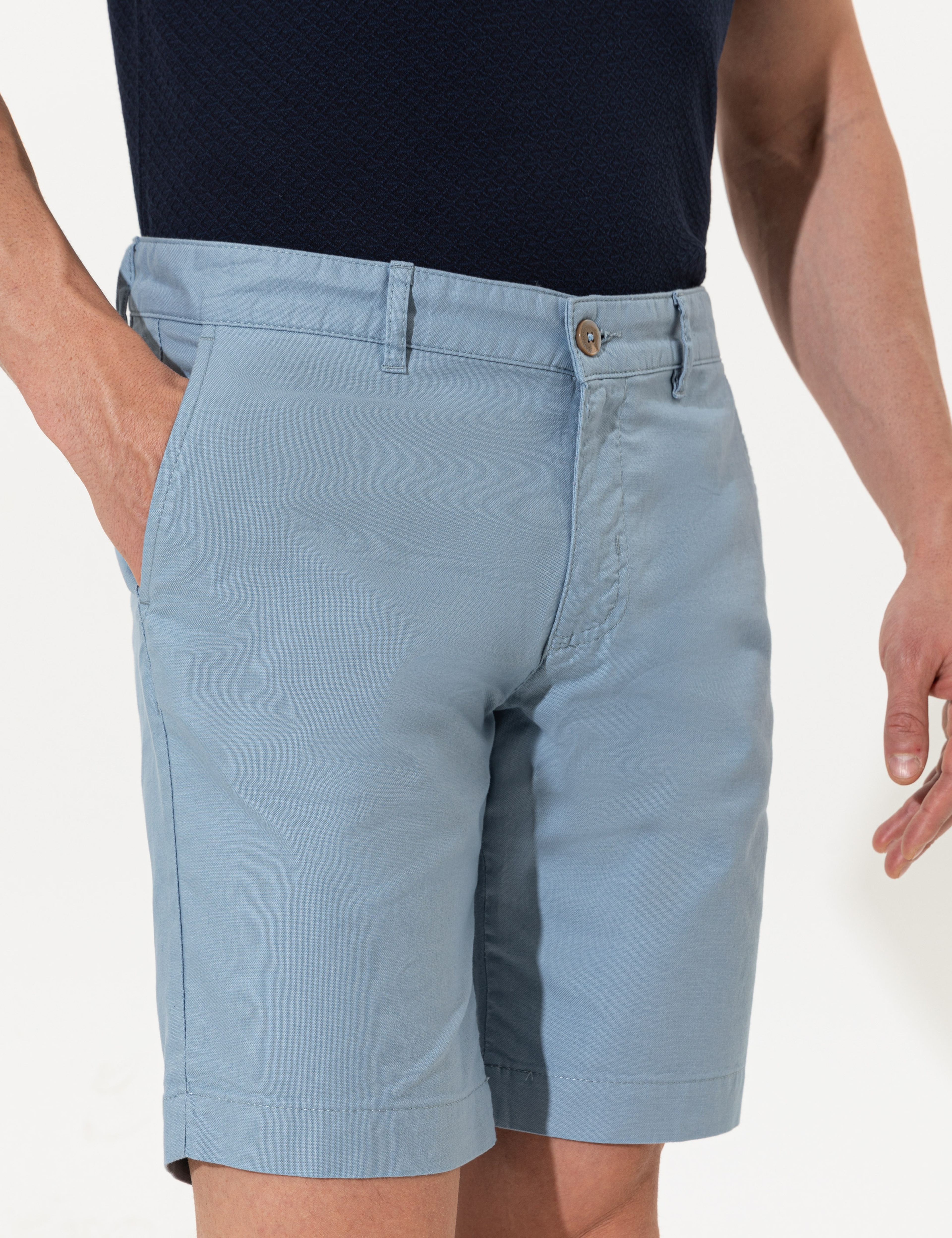 Mavi Regular Fit Bermuda Şort