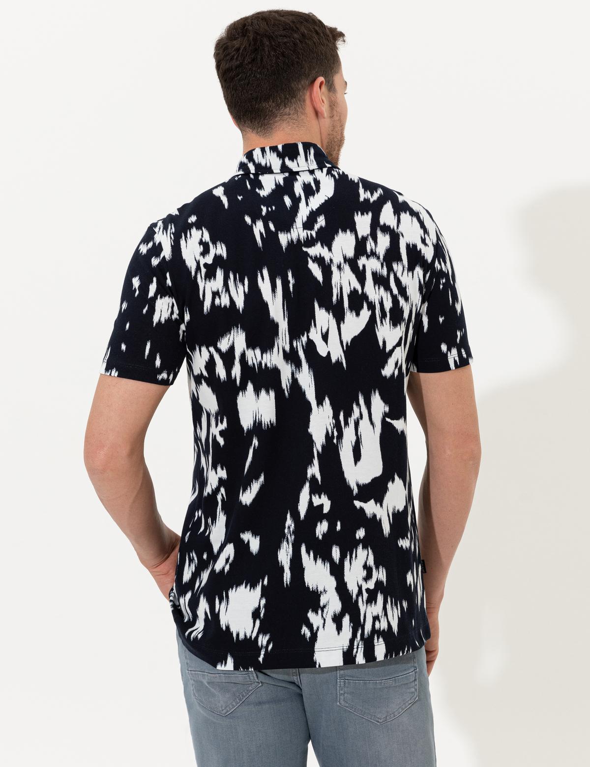 Lacivert Slim Fit Gömlek Yaka Tişört - 50249686059