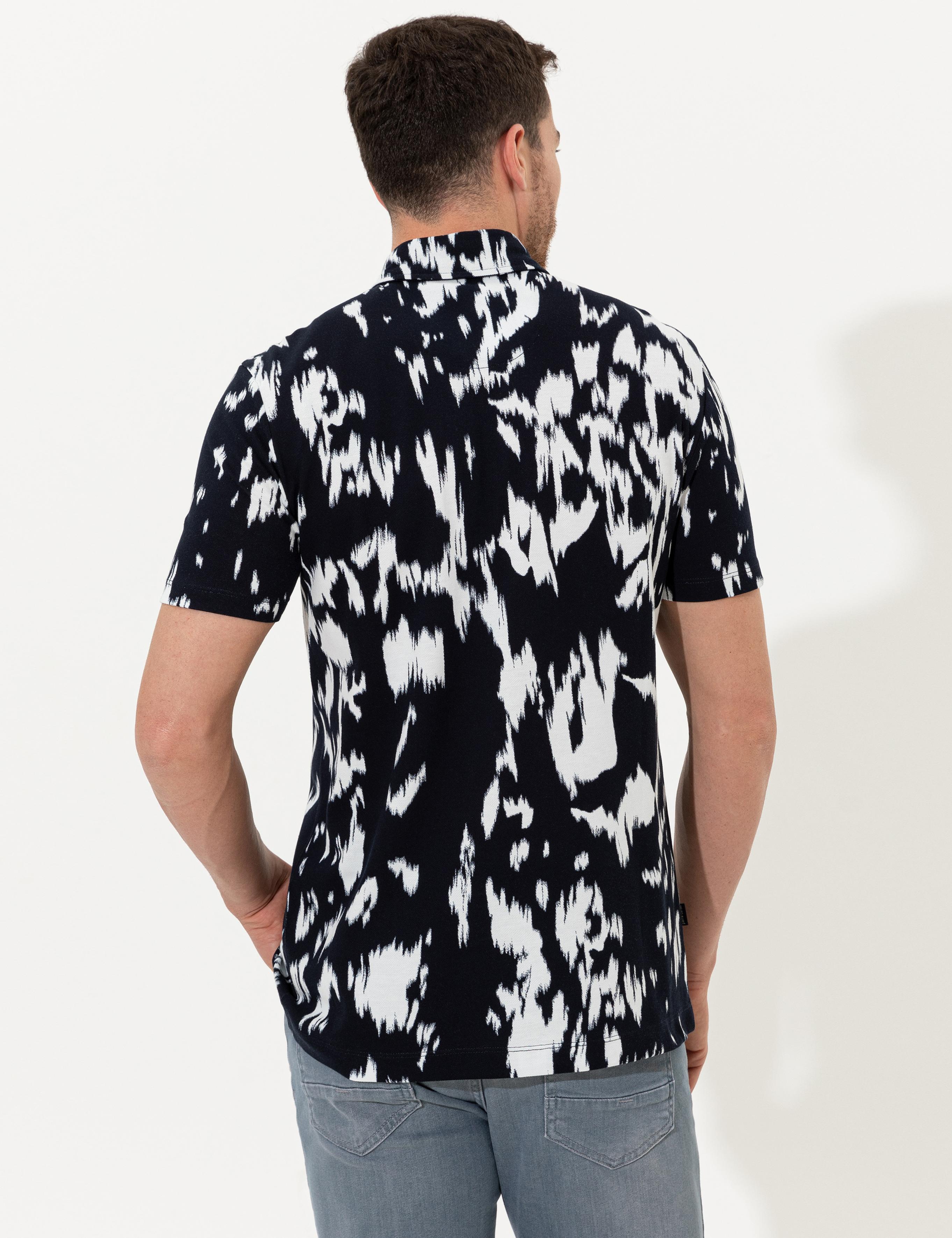 Lacivert Slim Fit Gömlek Yaka Tişört