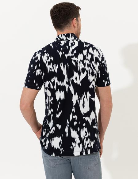 Lacivert Slim Fit Gömlek Yaka Tişört - 50249686059