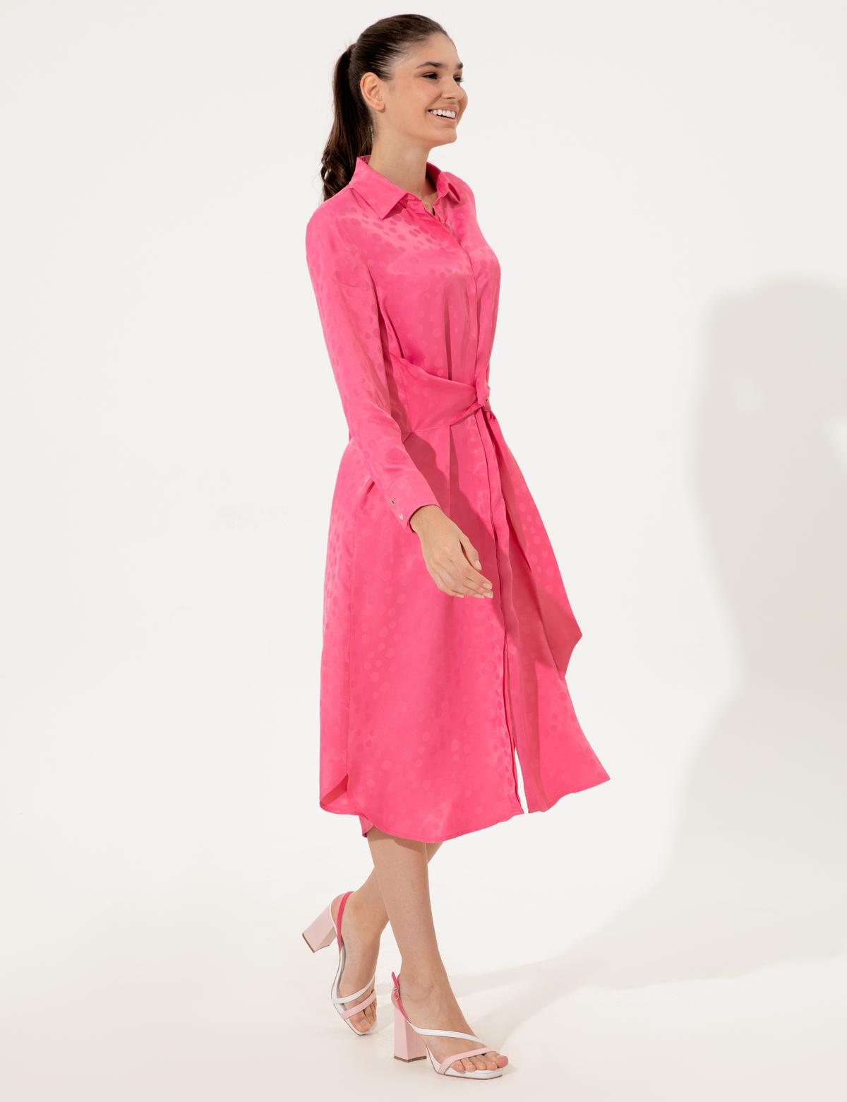 Fuşya Uzunkollu Elbise - 50247500004