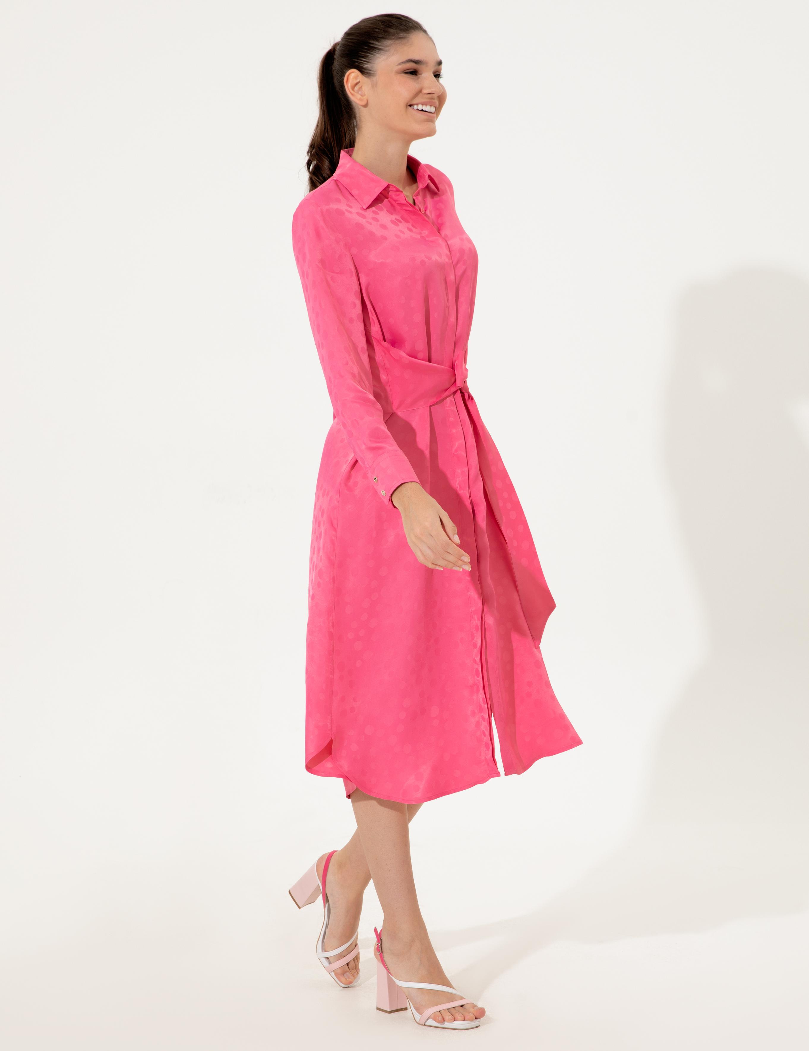 Fuşya Uzunkollu Elbise