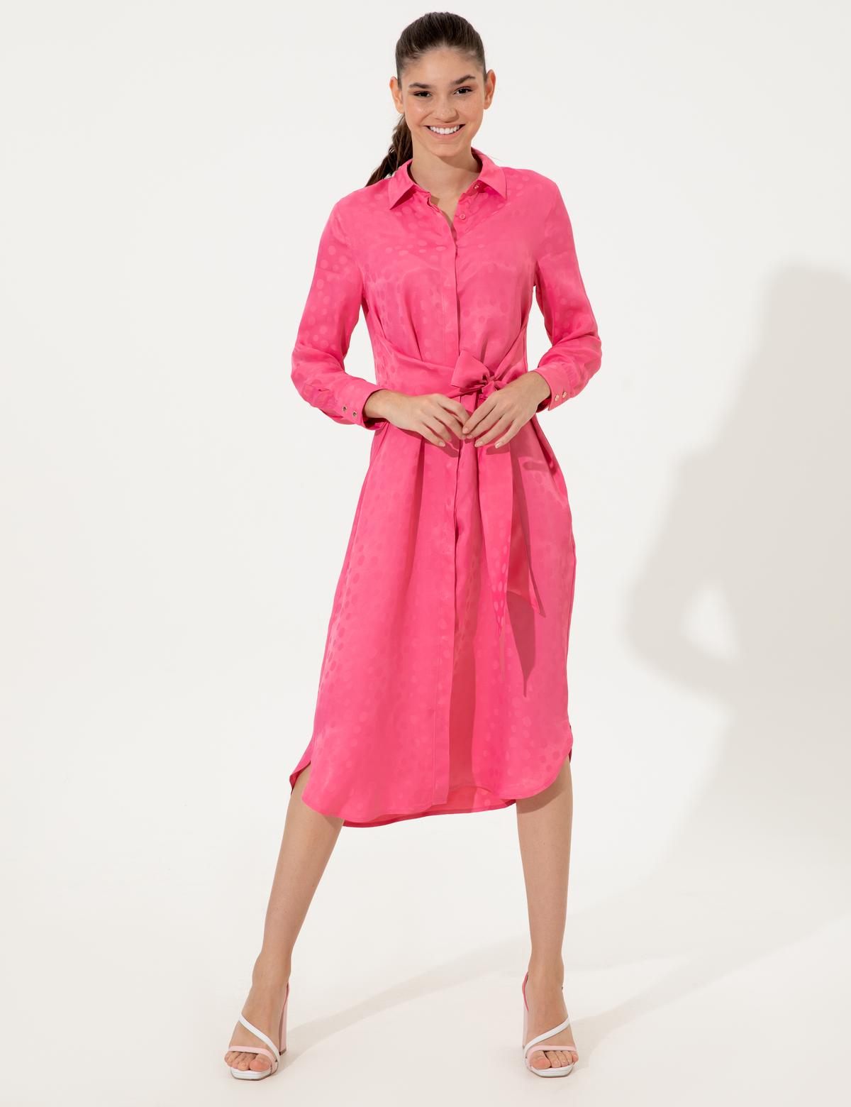 Fuşya Uzunkollu Elbise - 50247500004