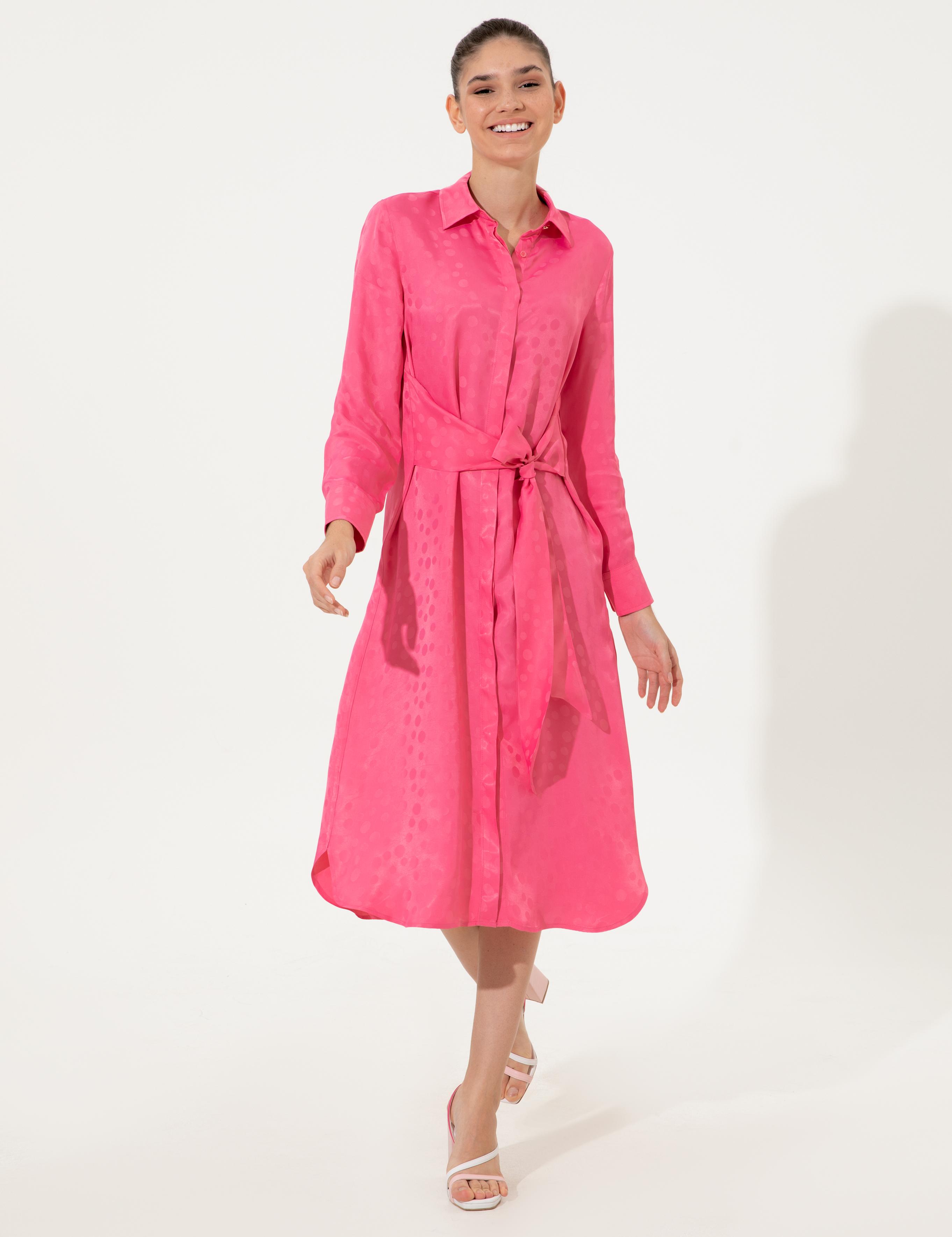 Fuşya Uzunkollu Elbise