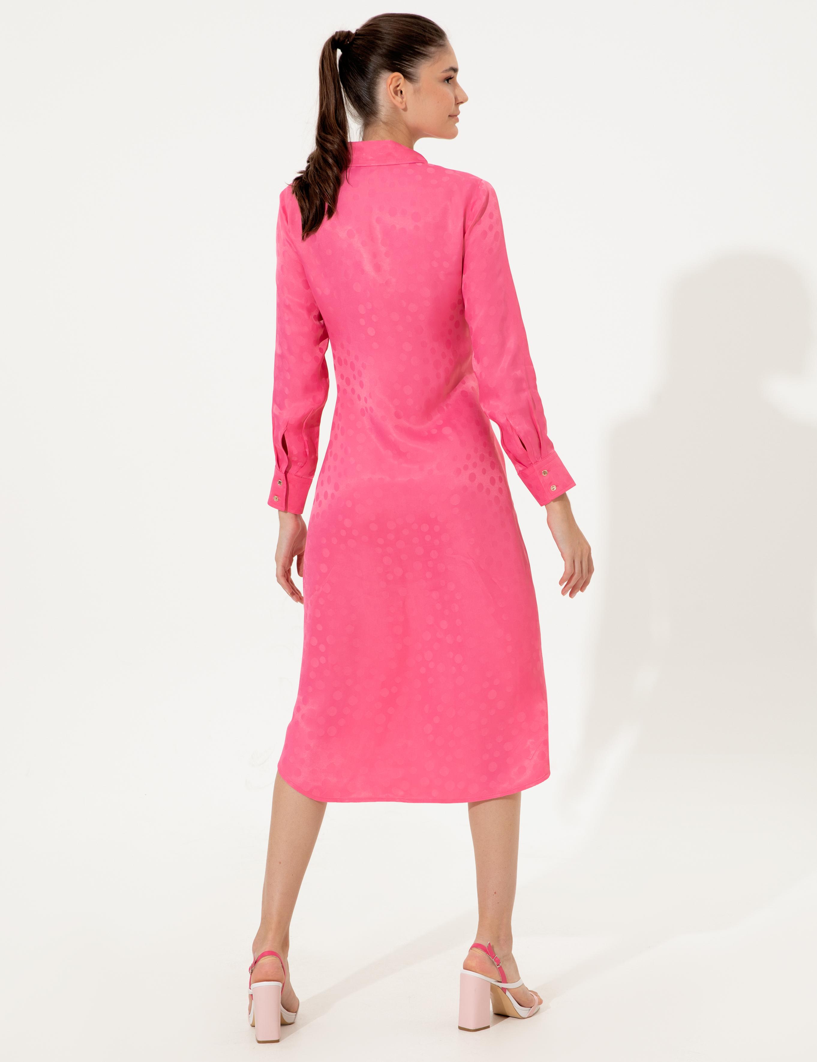 Fuşya Uzunkollu Elbise