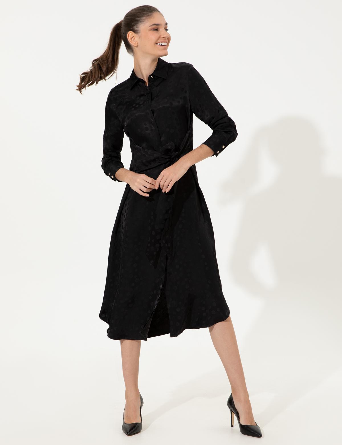 Siyah Dokuma Elbise - 50247500011