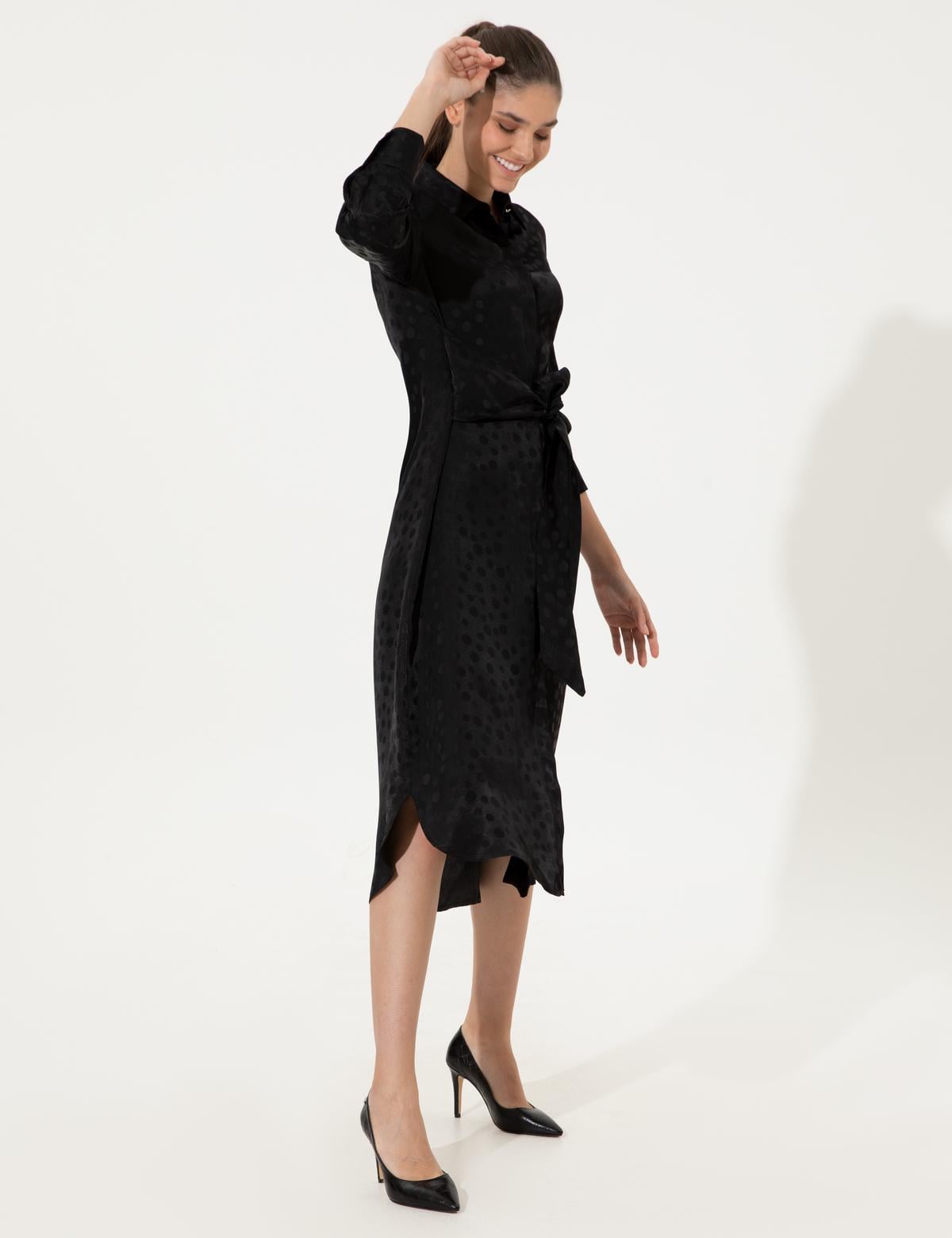 Siyah Dokuma Elbise - 50247500011