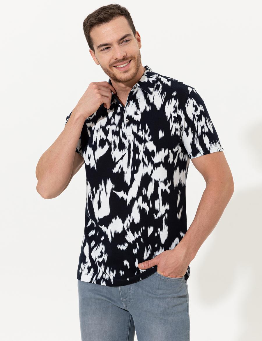 Lacivert Slim Fit Gömlek Yaka Tişört