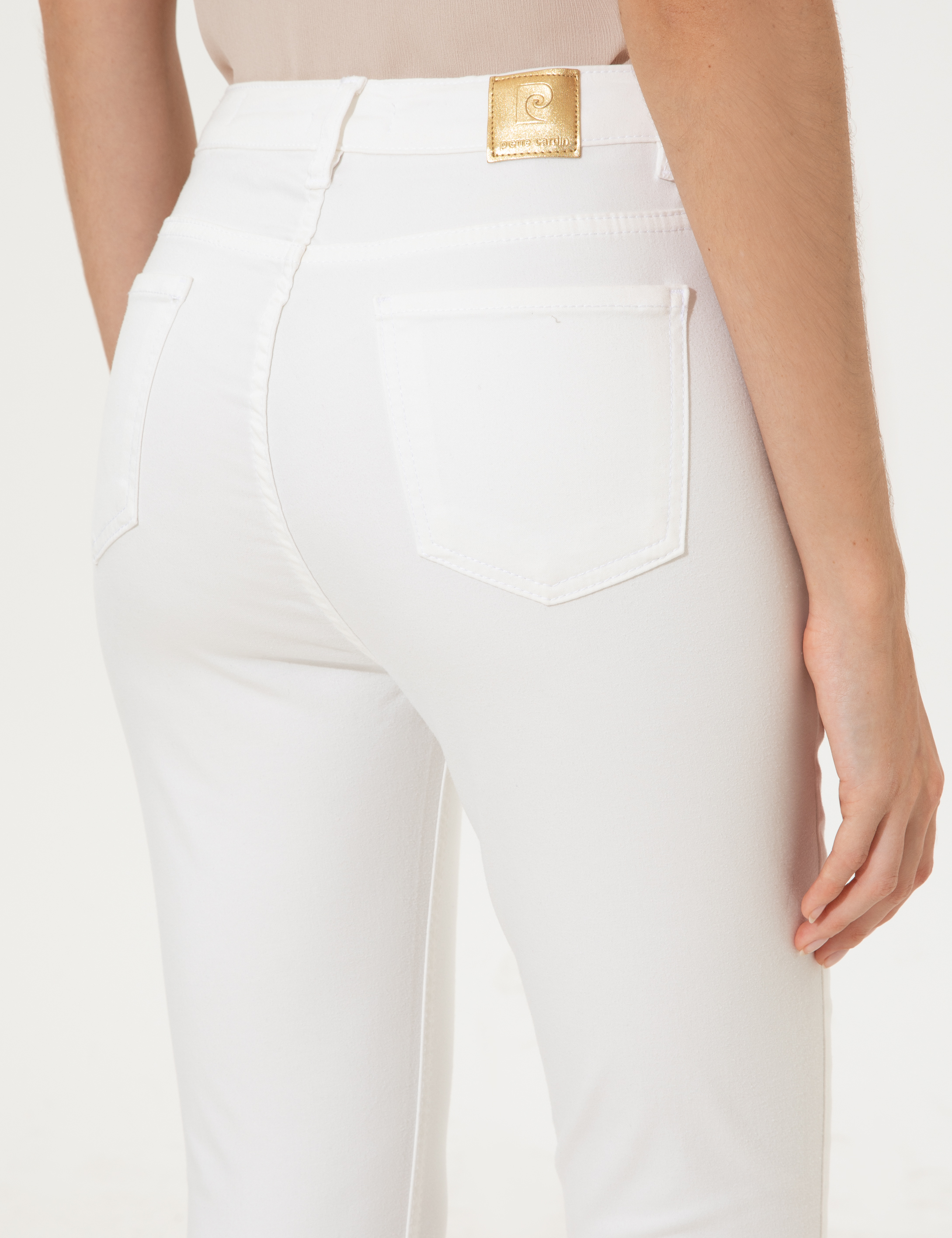 Beyaz Skinny Fit Kanvas Pantolon
