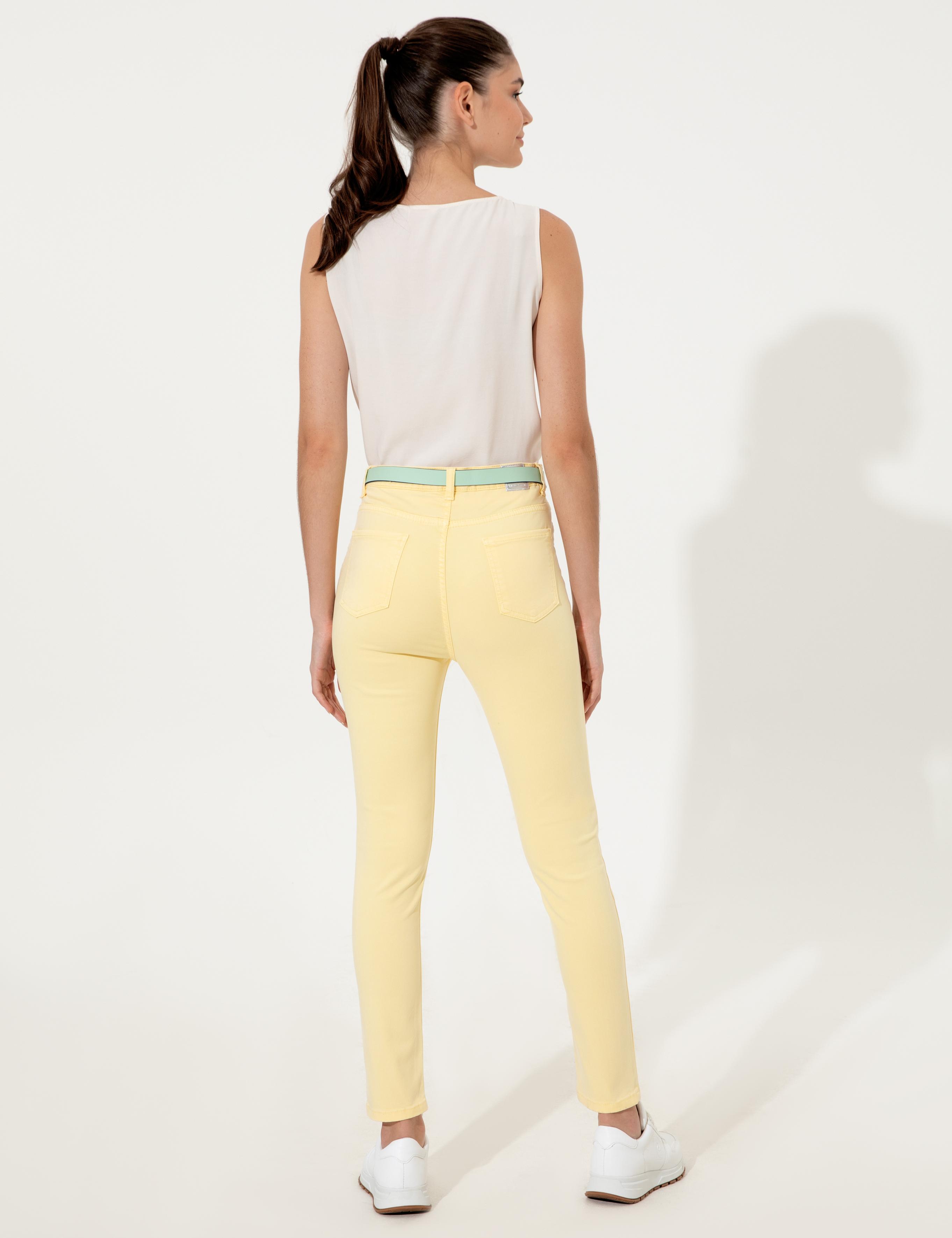 Sarı Skinny Fit Pantolon