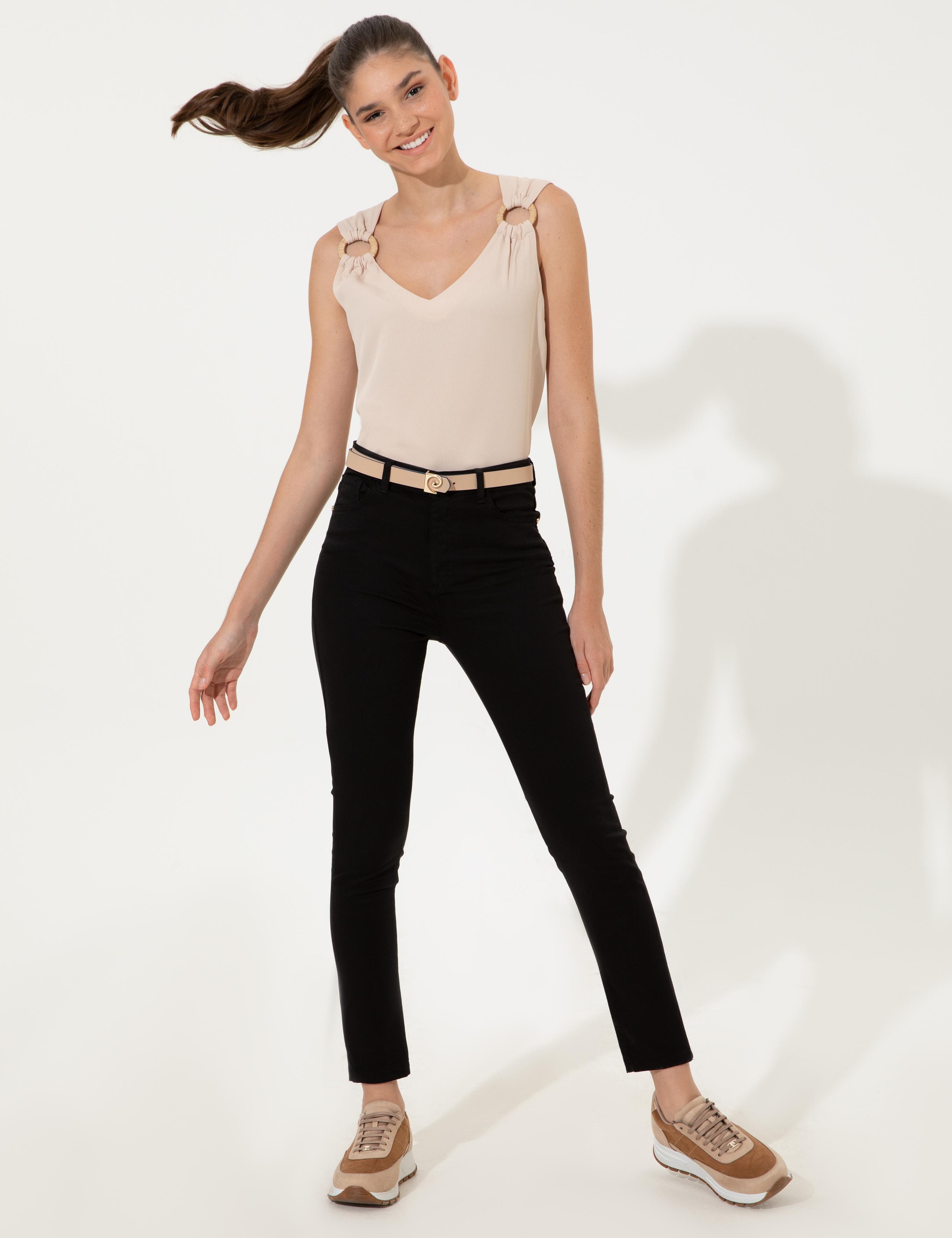 Siyah Skinny Fit Kanvas Pantolon