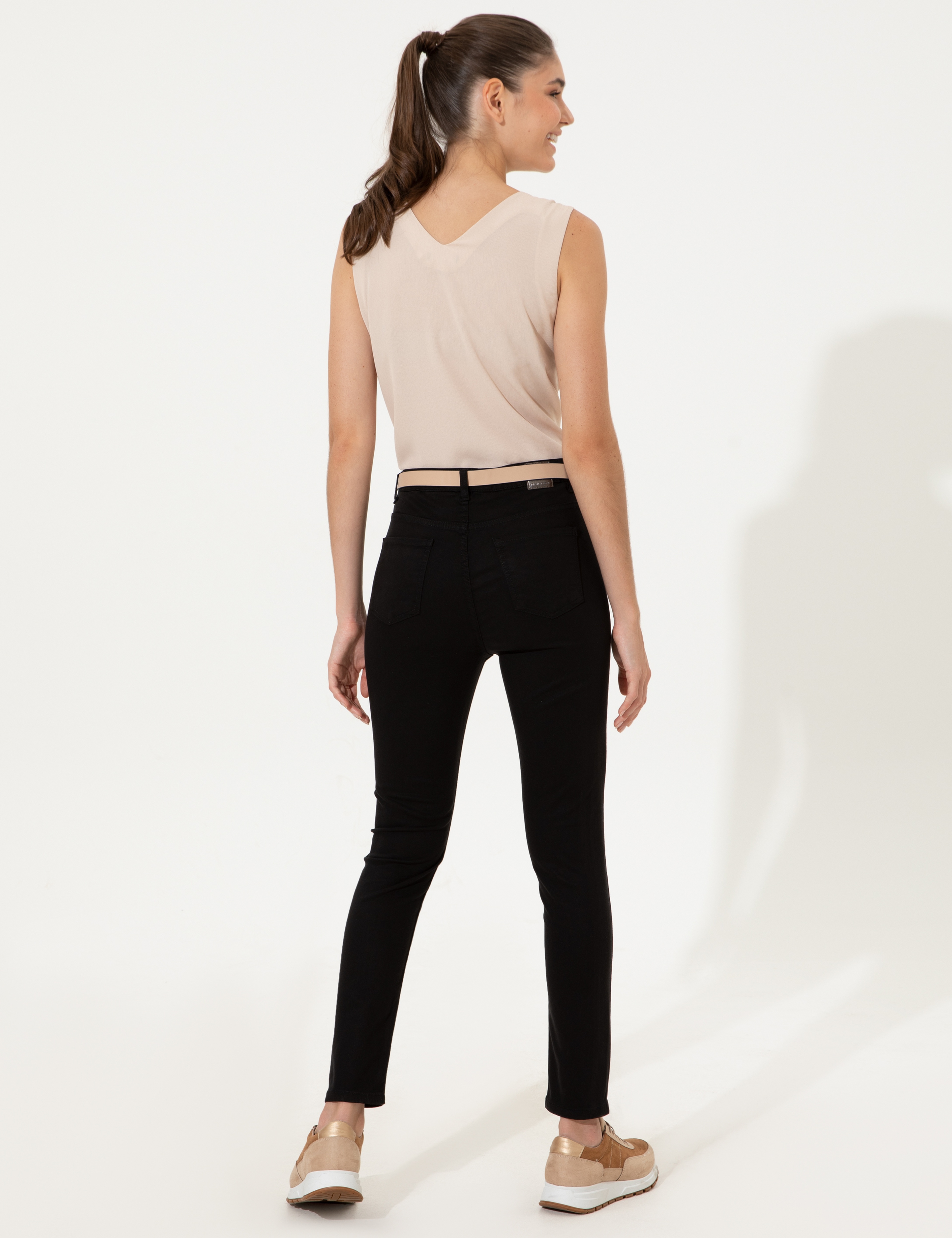 Siyah Skinny Fit Kanvas Pantolon - Image 4