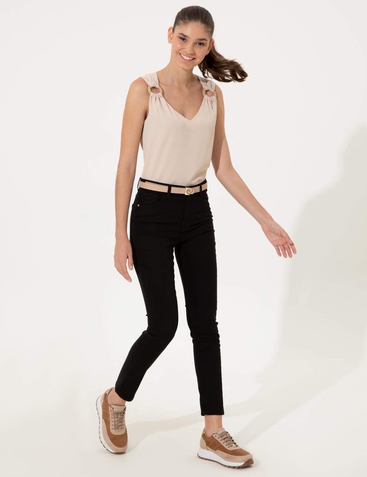 Siyah Skinny Fit Kanvas Pantolon - 50247908077