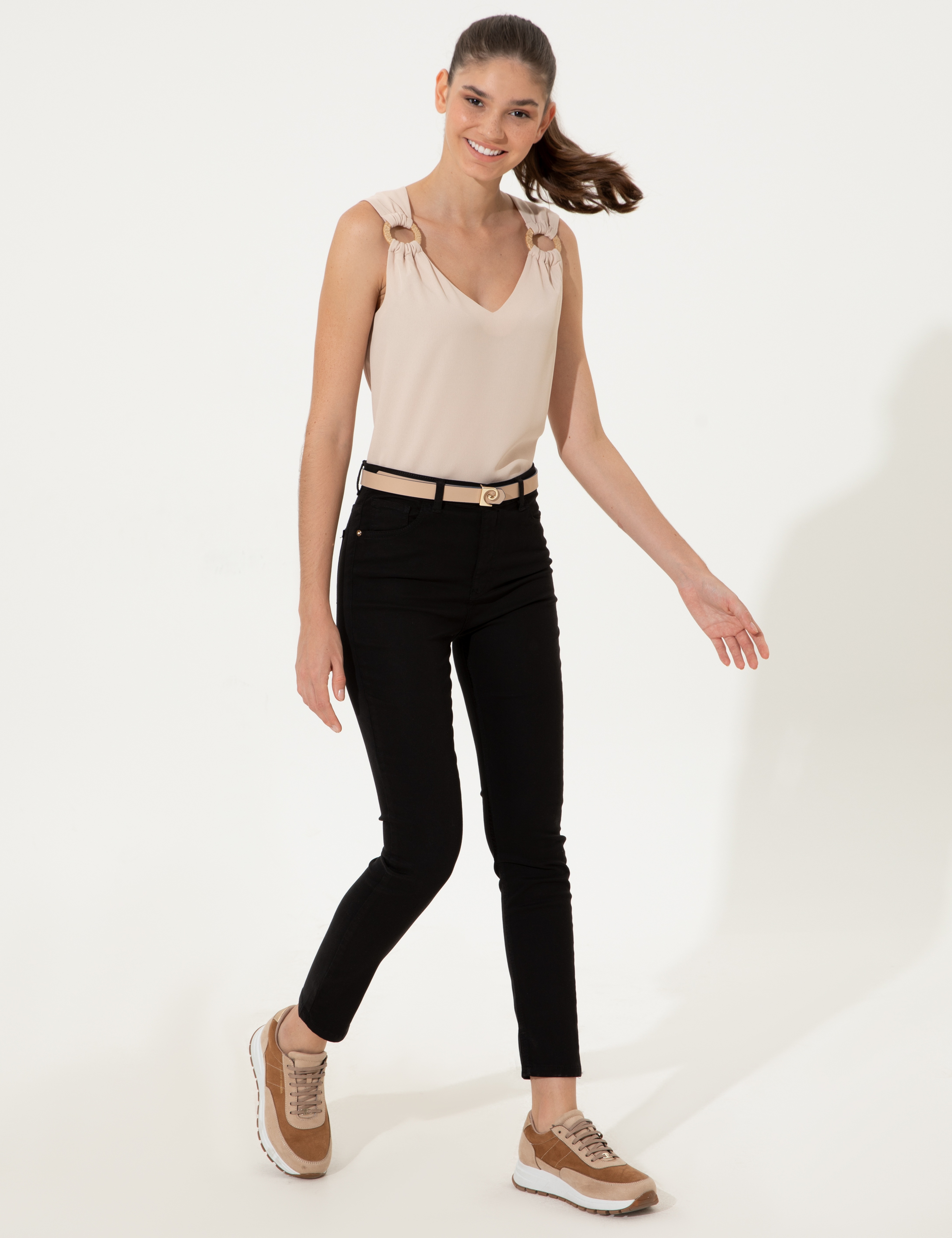 Siyah Skinny Fit Kanvas Pantolon
