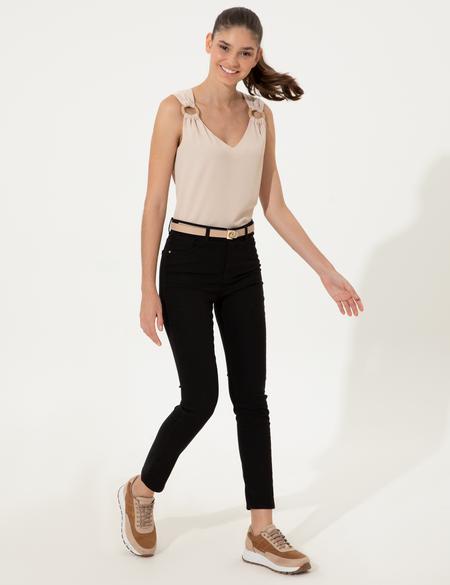 Siyah Skinny Fit Kanvas Pantolon - 50247908077