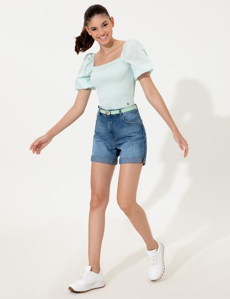 Mavi Rahat Kesim Jean Bermuda Şort - 50251237005