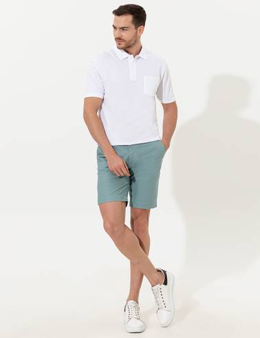 Beyaz Regular Fit %100 Pamuk Düğmeli Polo Yaka Basic Tişört