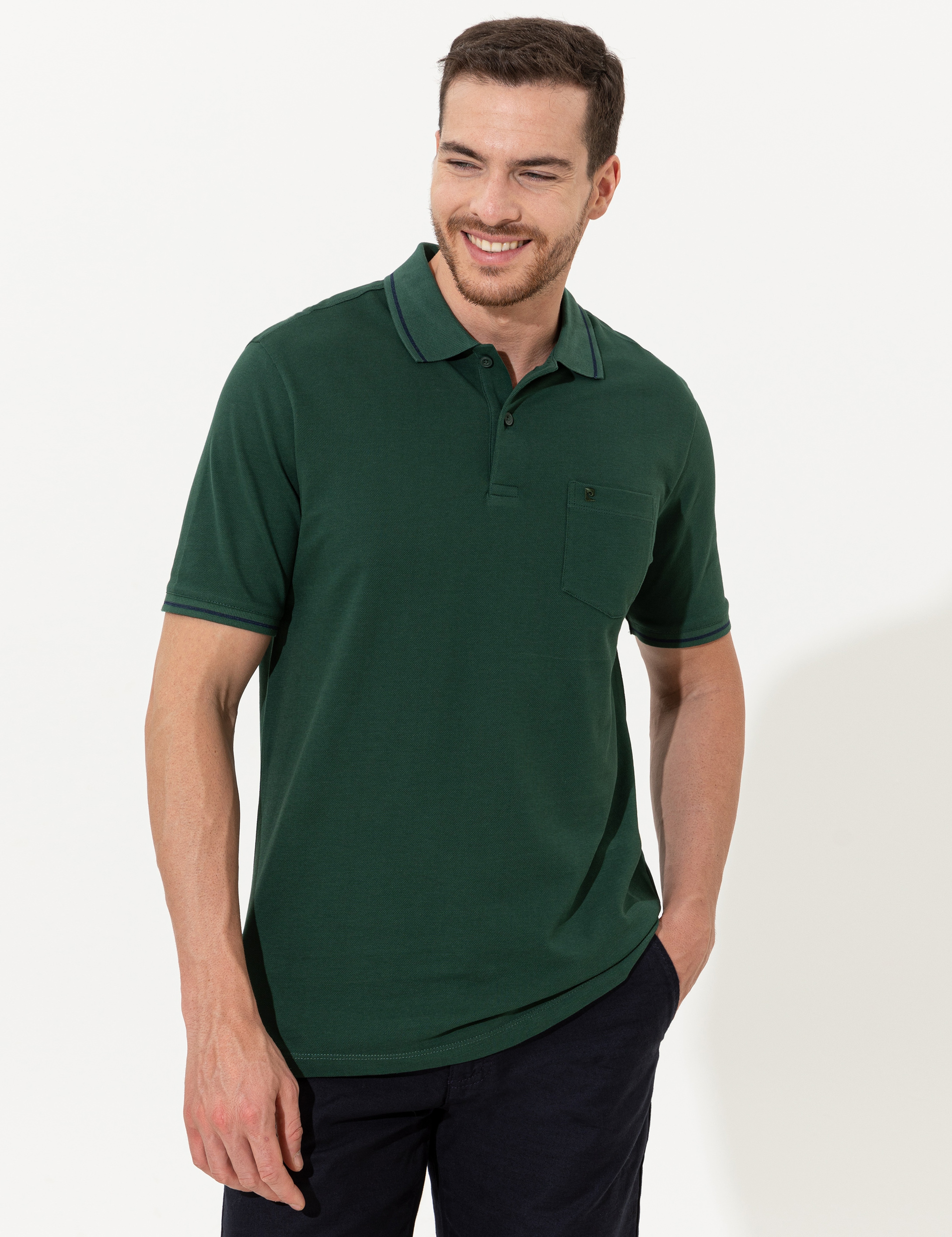 Koyu Yeşil Regular Fit Polo Yaka Basic Tişört