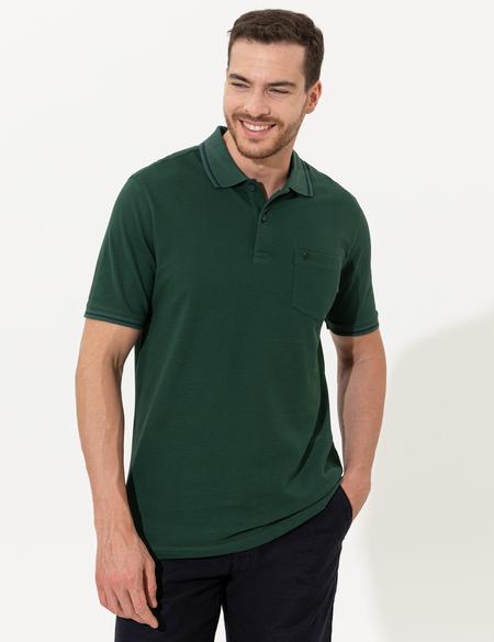 Koyu Yeşil Regular Fit Polo Yaka Basic Tişört - 50252470050