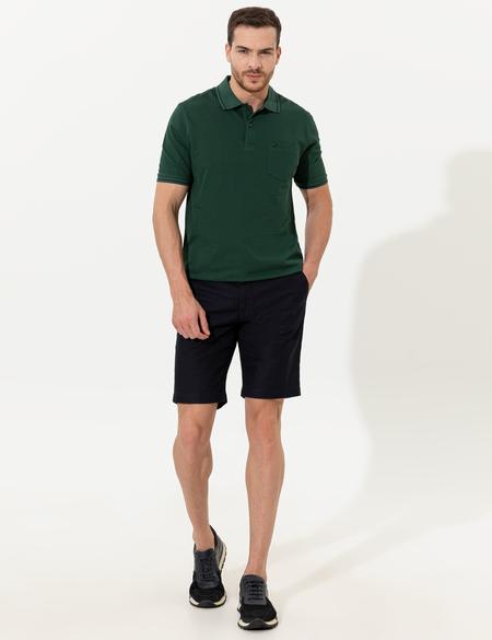 Koyu Yeşil Regular Fit Polo Yaka Basic Tişört - 50252470050