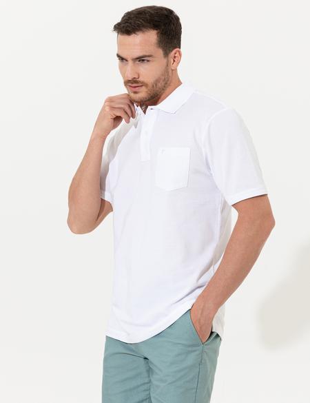 Beyaz Regular Fit Polo Yaka Basic Tişört - 50250209001