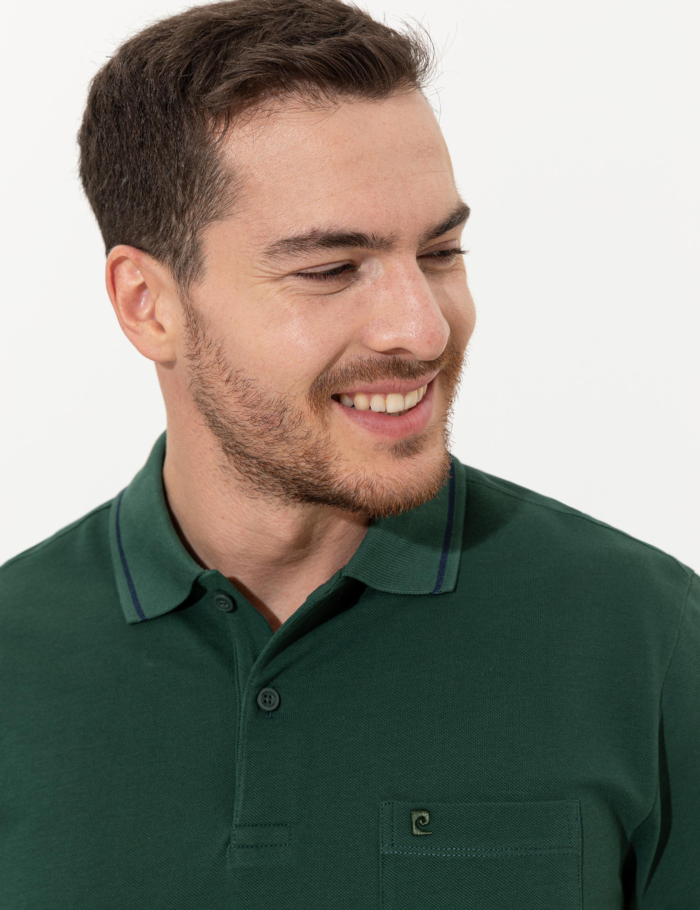 Koyu Yeşil Regular Fit Polo Yaka Basic Tişört