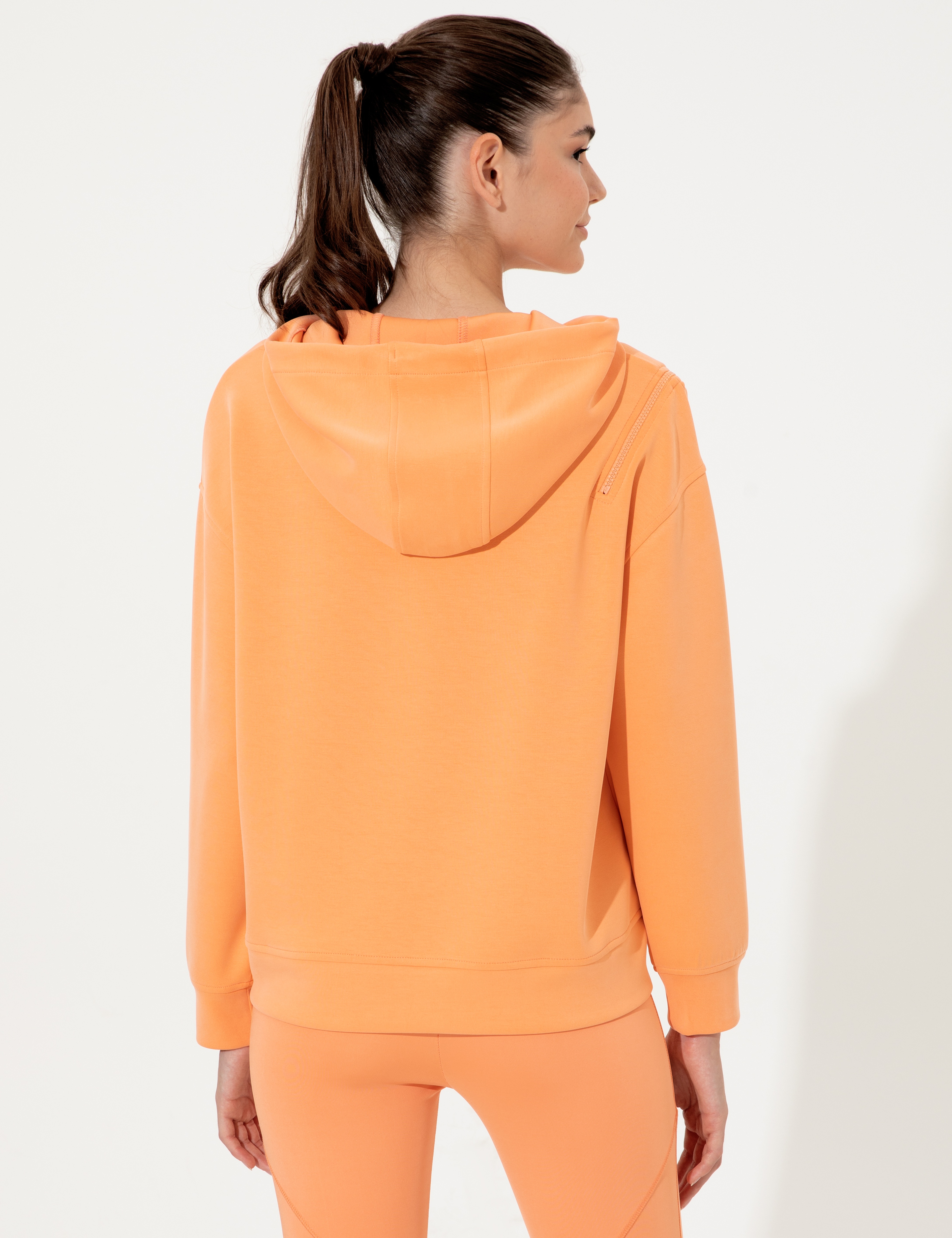Turuncu Oversize Kapüşonlu Sweatshirt