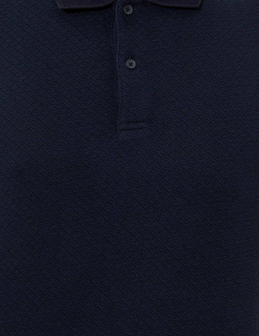 Lacivert Slim Fit Dokulu Polo Yaka Tişört
