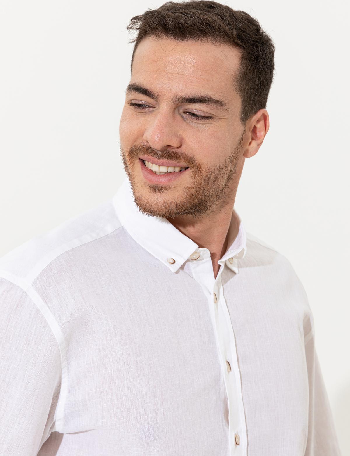 Beyaz Regular Fit Uzun Kollu Gömlek - 50249667041