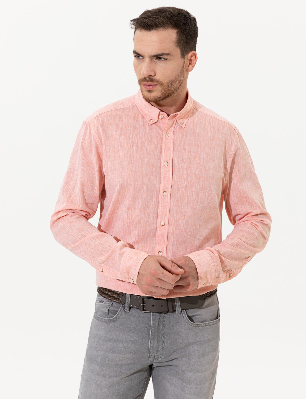 Turuncu Regular Fit Uzun Kollu Gömlek - 50249667091