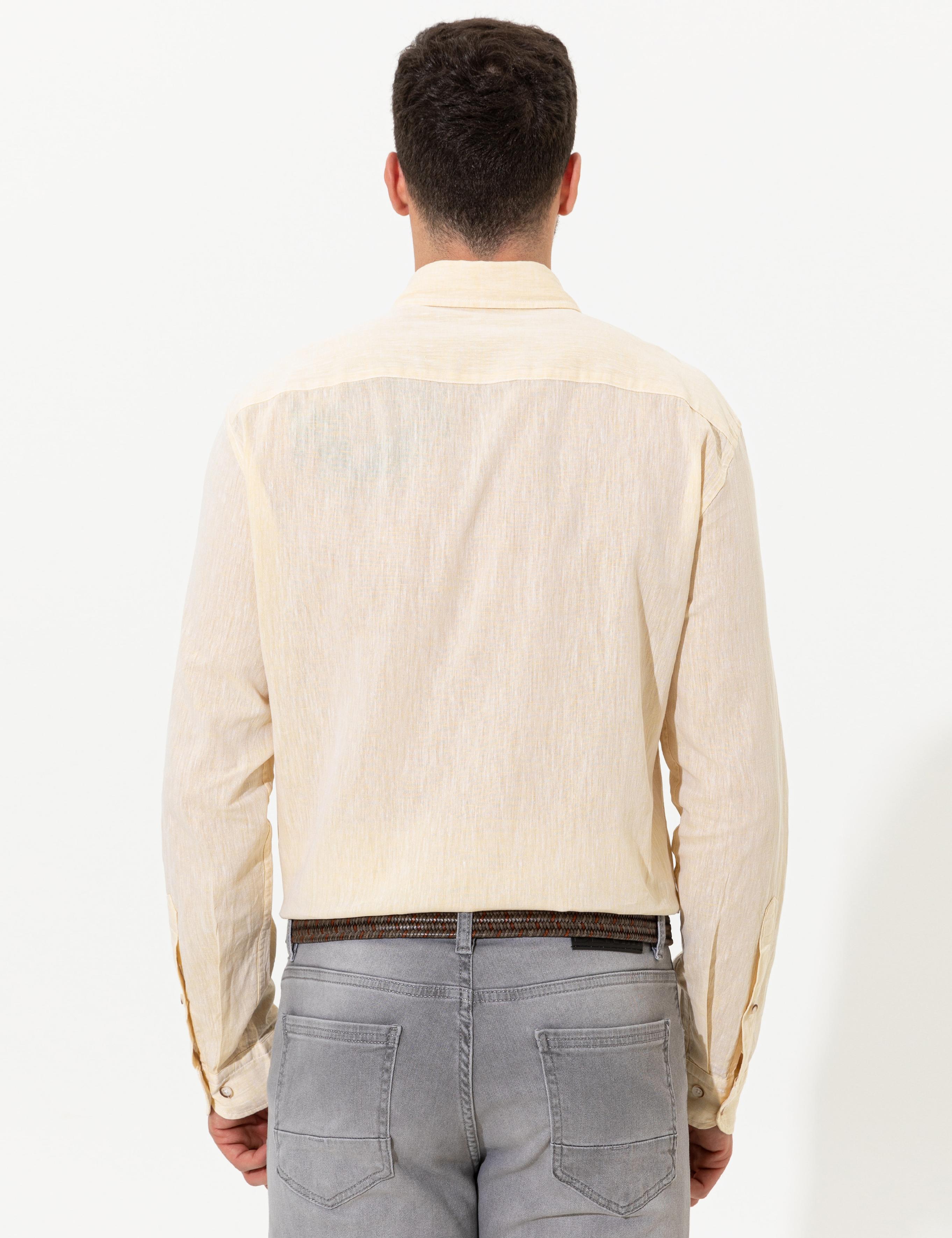 Sarı Regular Fit Uzun Kollu Gömlek