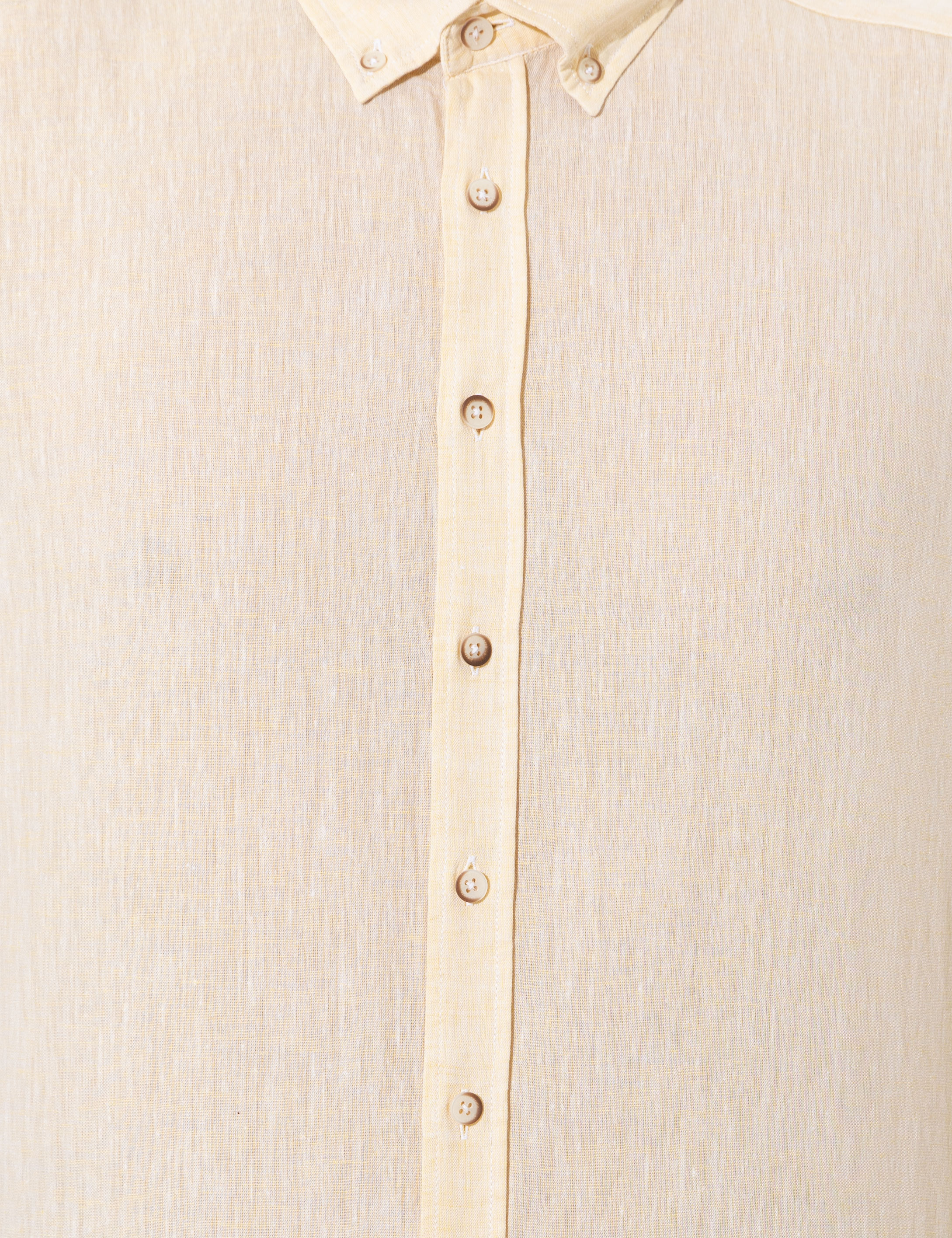 Sarı Regular Fit Uzun Kollu Gömlek - Image 6
