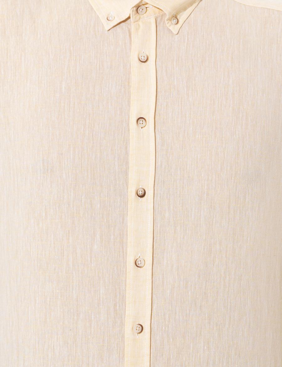 Sarı Regular Fit Uzun Kollu Gömlek