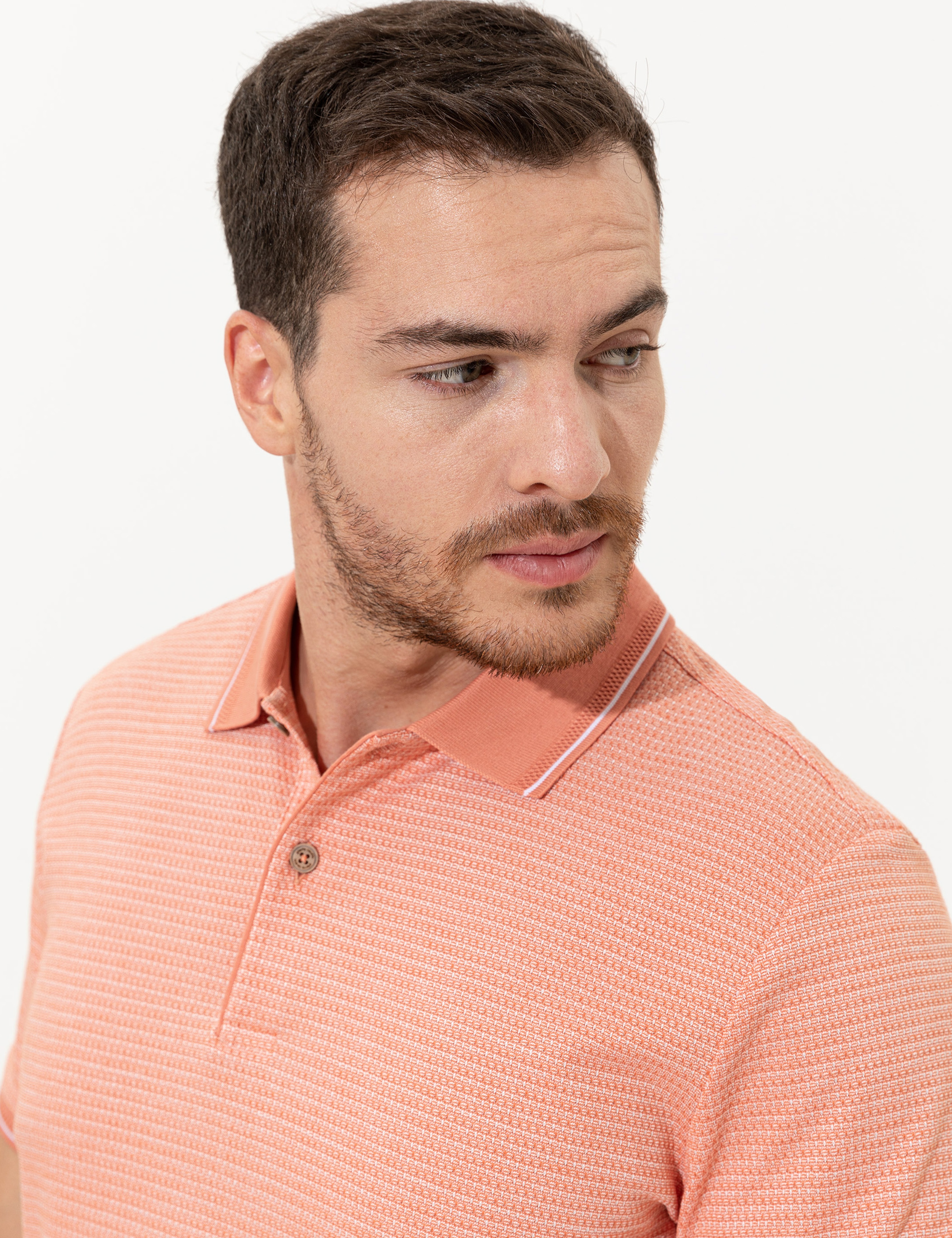 Coral Dokulu Slim Fit Polo Yaka Tişört