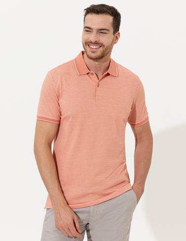 Coral Dokulu Slim Fit Polo Yaka Tişört
