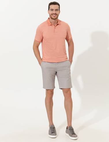Coral Dokulu Slim Fit Polo Yaka Tişört