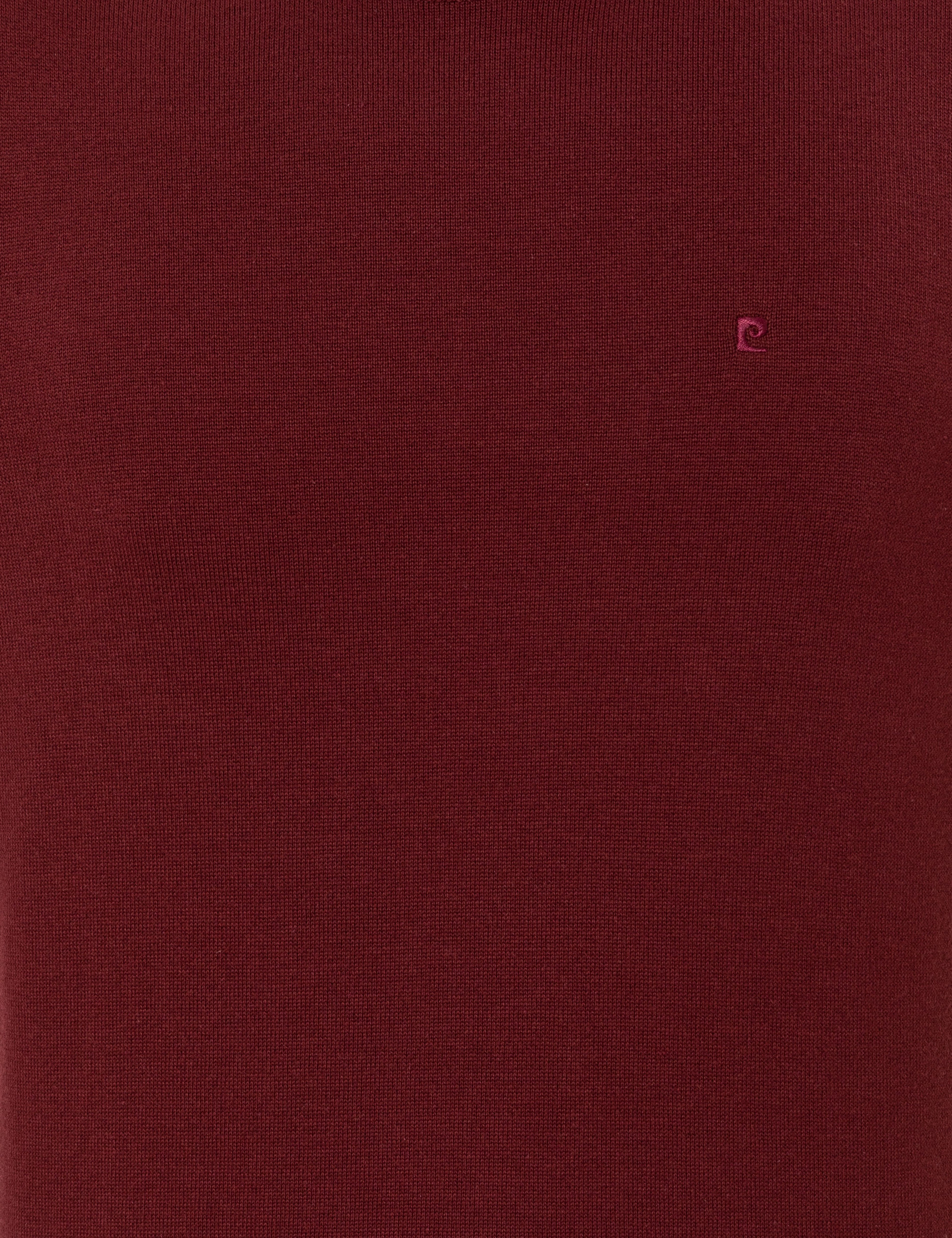 Bordo Slim Fit Bisiklet Yaka Basic Triko Kazak