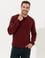 Bordo Slim Fit Bisiklet Yaka Basic Triko Kazak